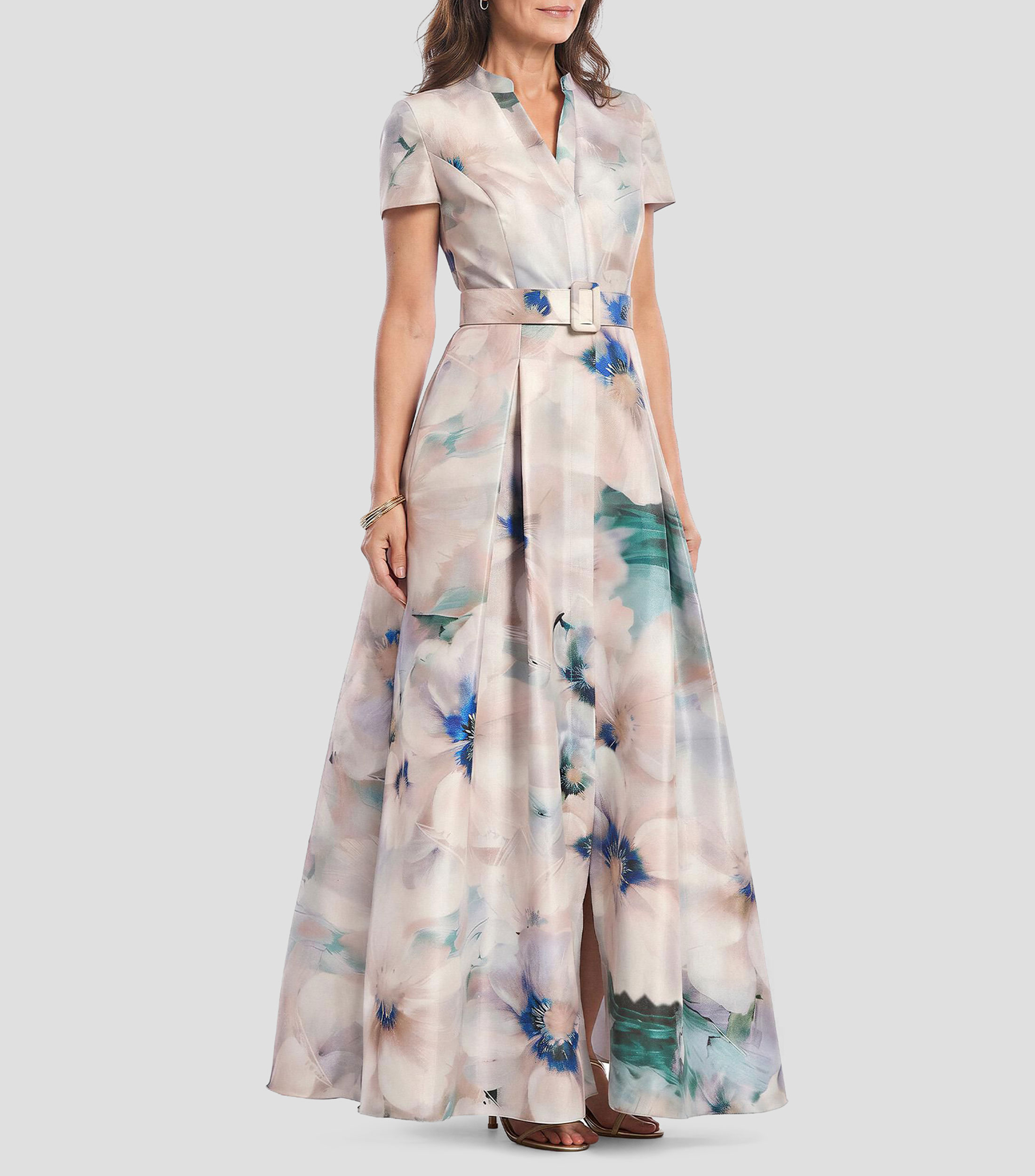 Vestido de fiesta largo estampado Mujer