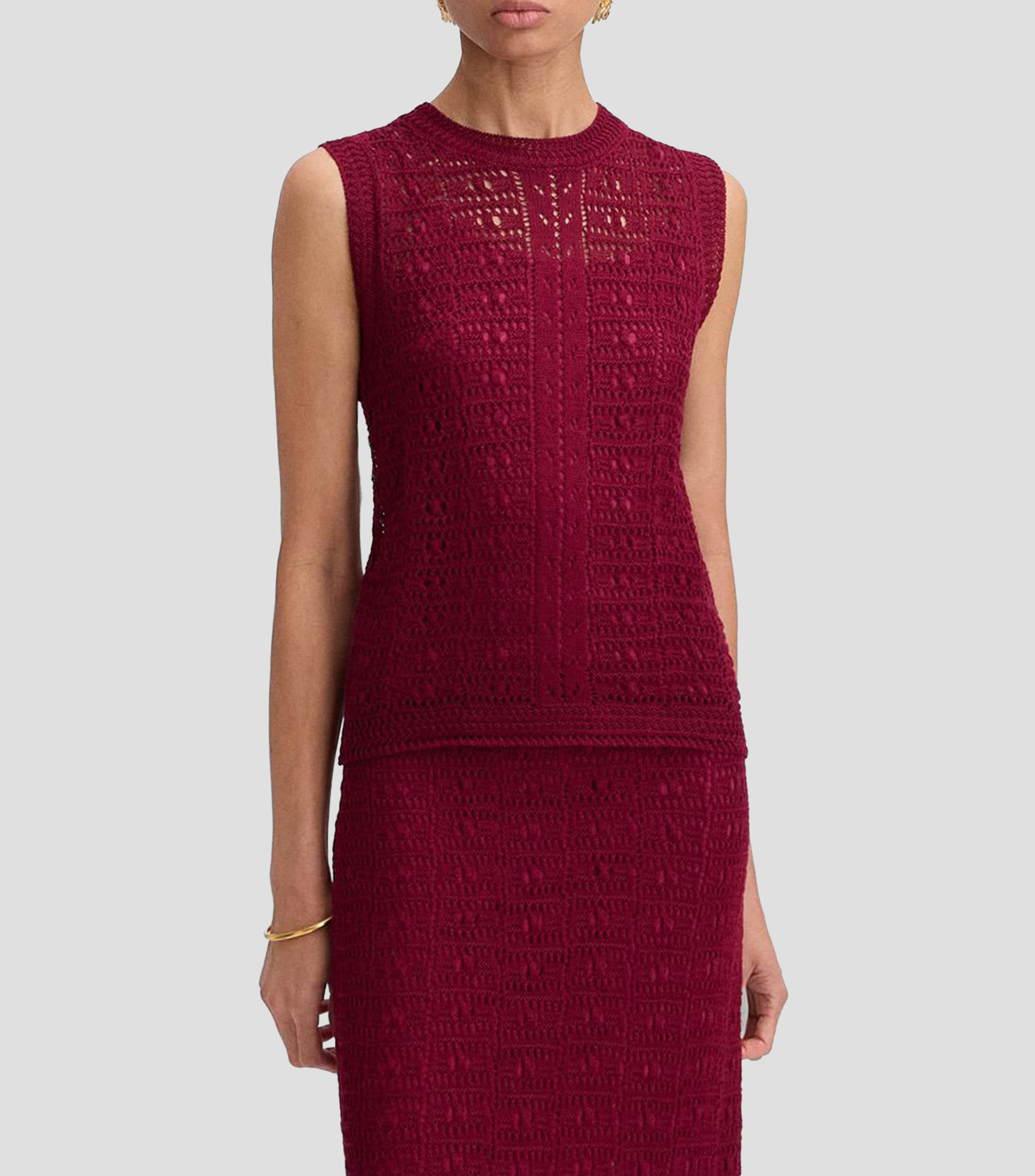 Top tricot sólido sin mangas Mujer