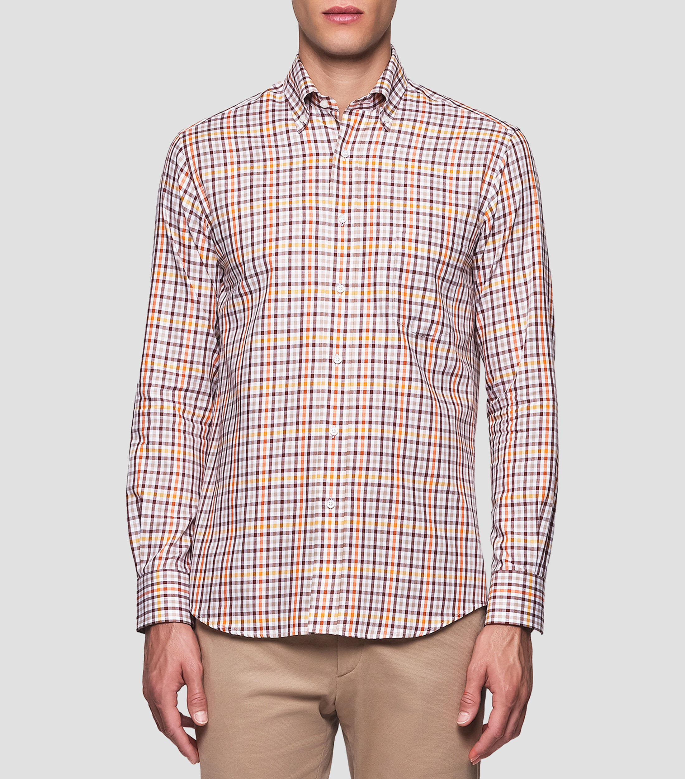 Camisa con cuadros manga larga Hombre