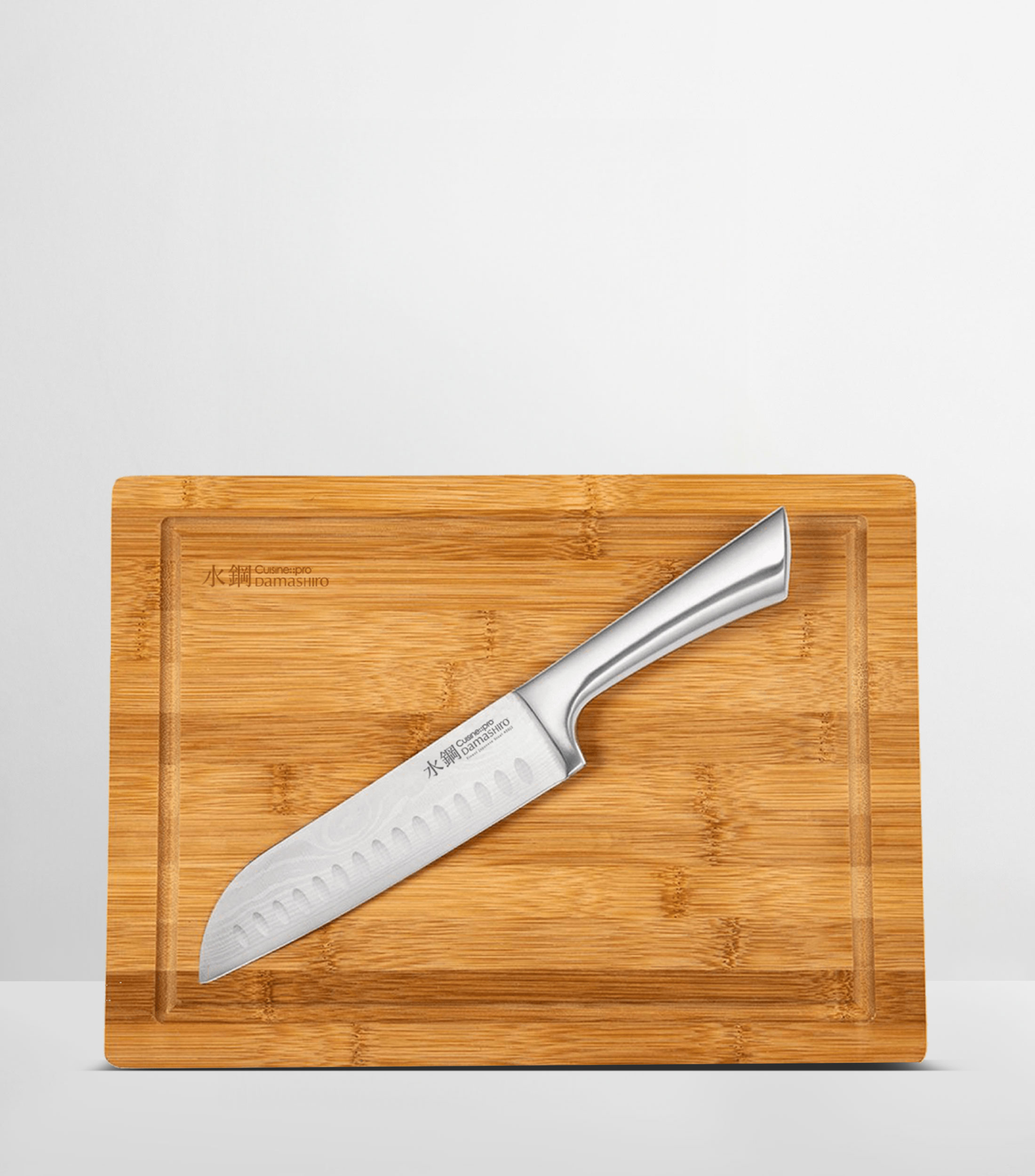 Set tabla para cortar y cuchillo Damashiro en acero inoxidable