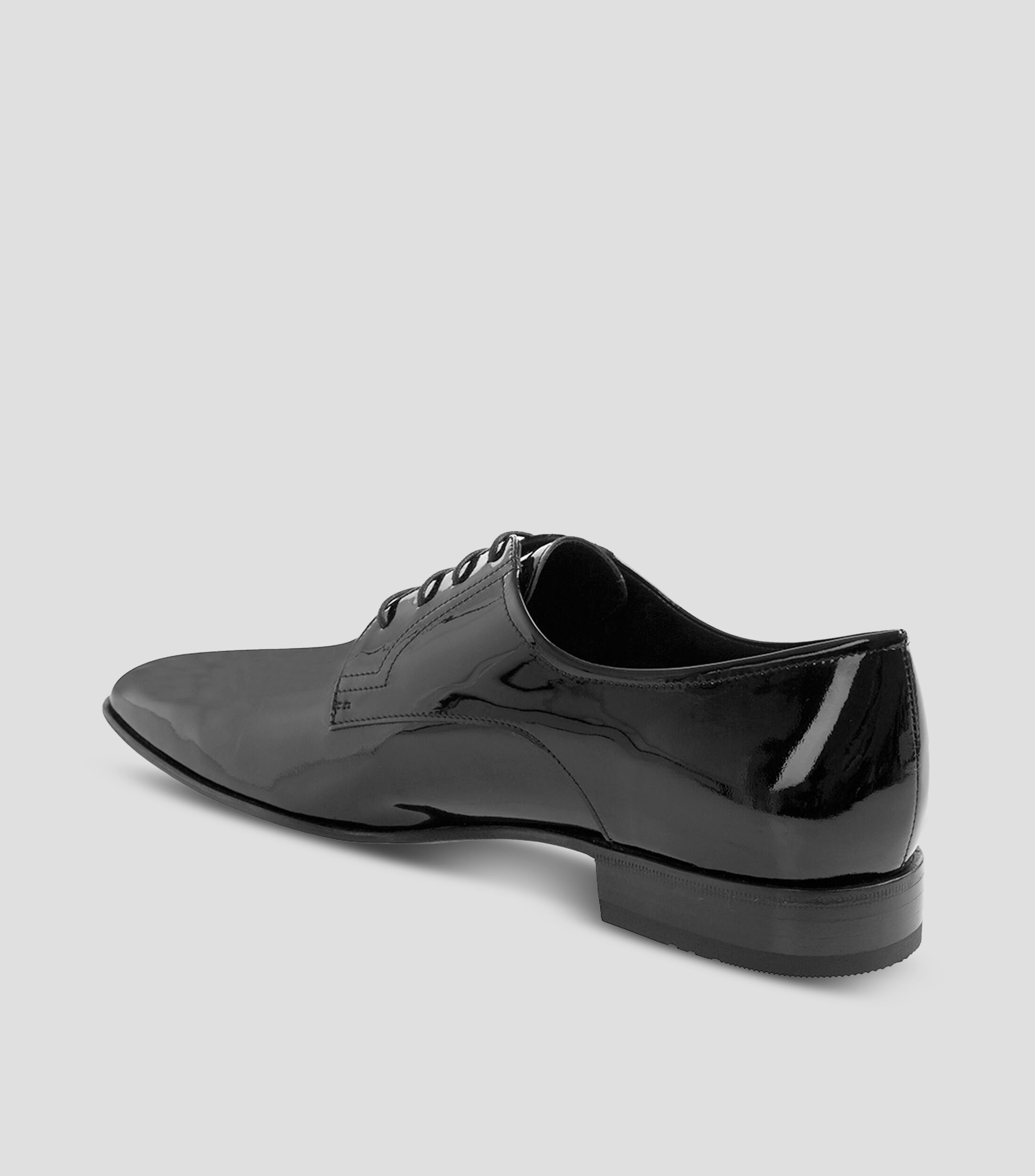 Zapatos de vestir Derby Negros en Piel con Tacón Bajo Cuadrado Hombre