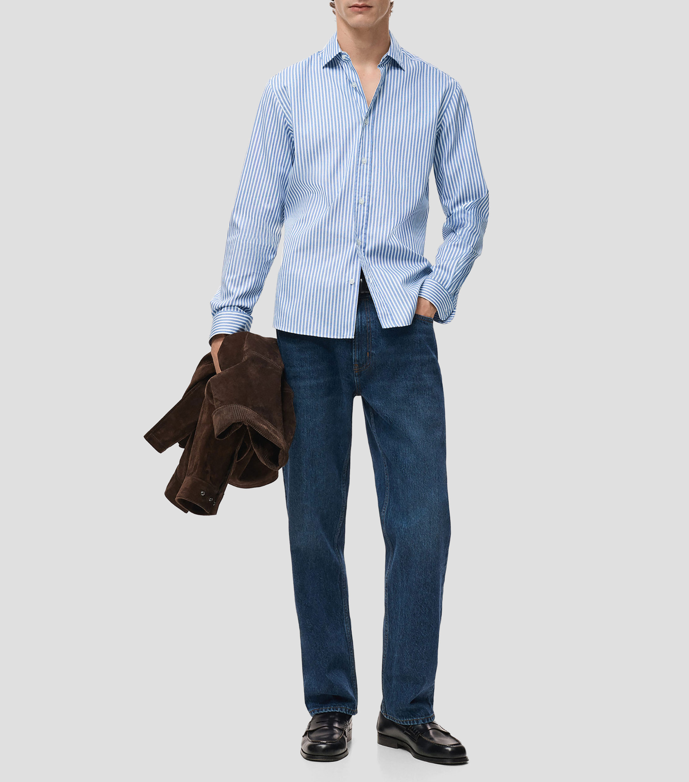 Camisa de rayas manga larga Hombre