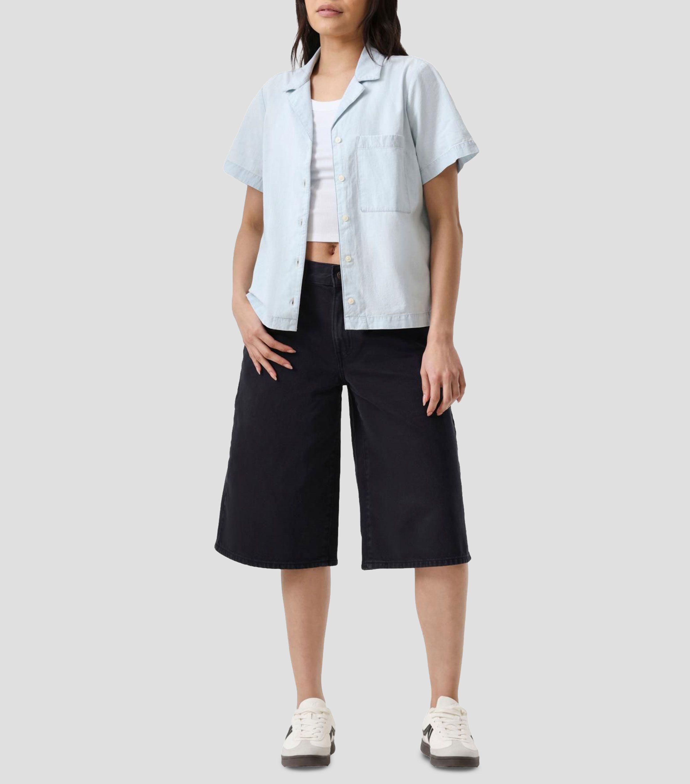 Camisa lisa con manga corta Mujer