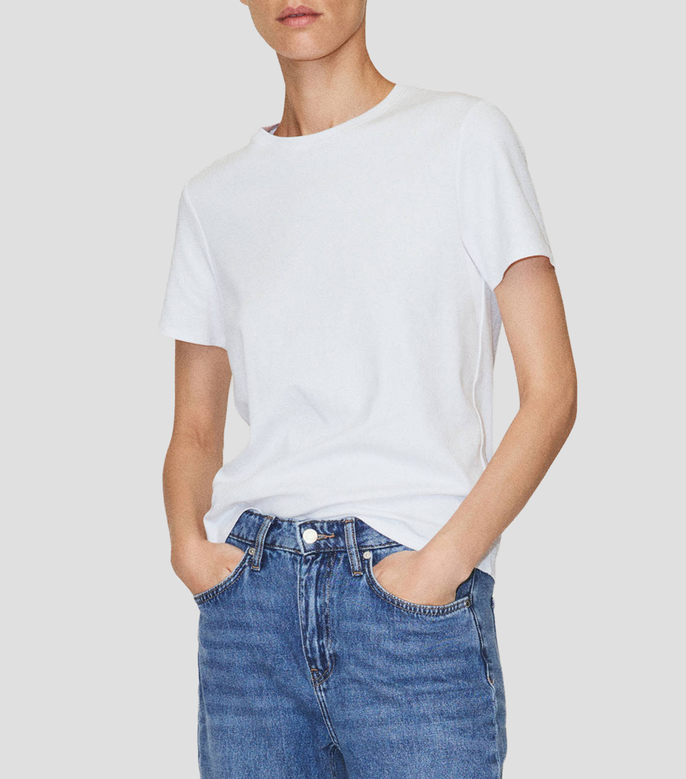 Playera cuello redondo manga corta lisa Mujer