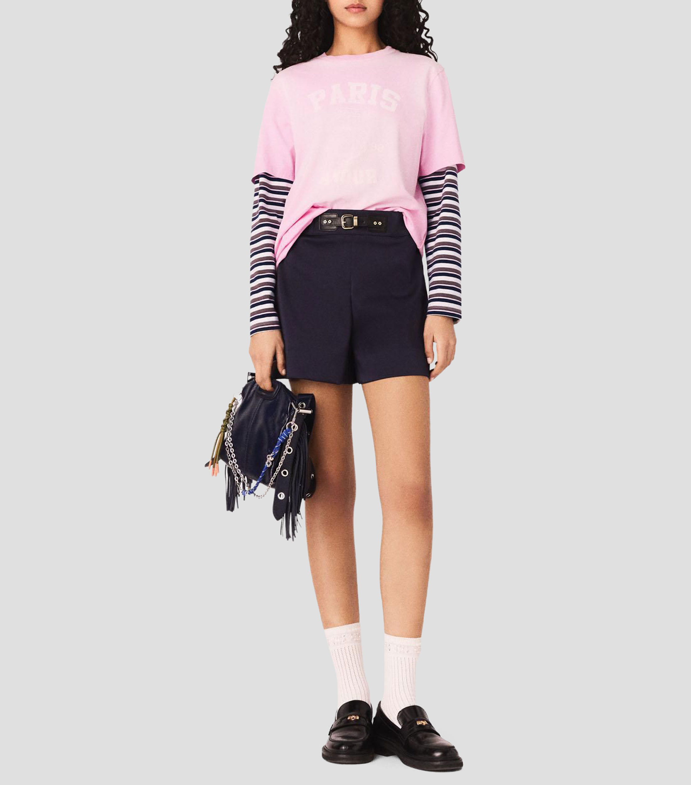 Playera cuello redondo manga corta con estampado Mujer
