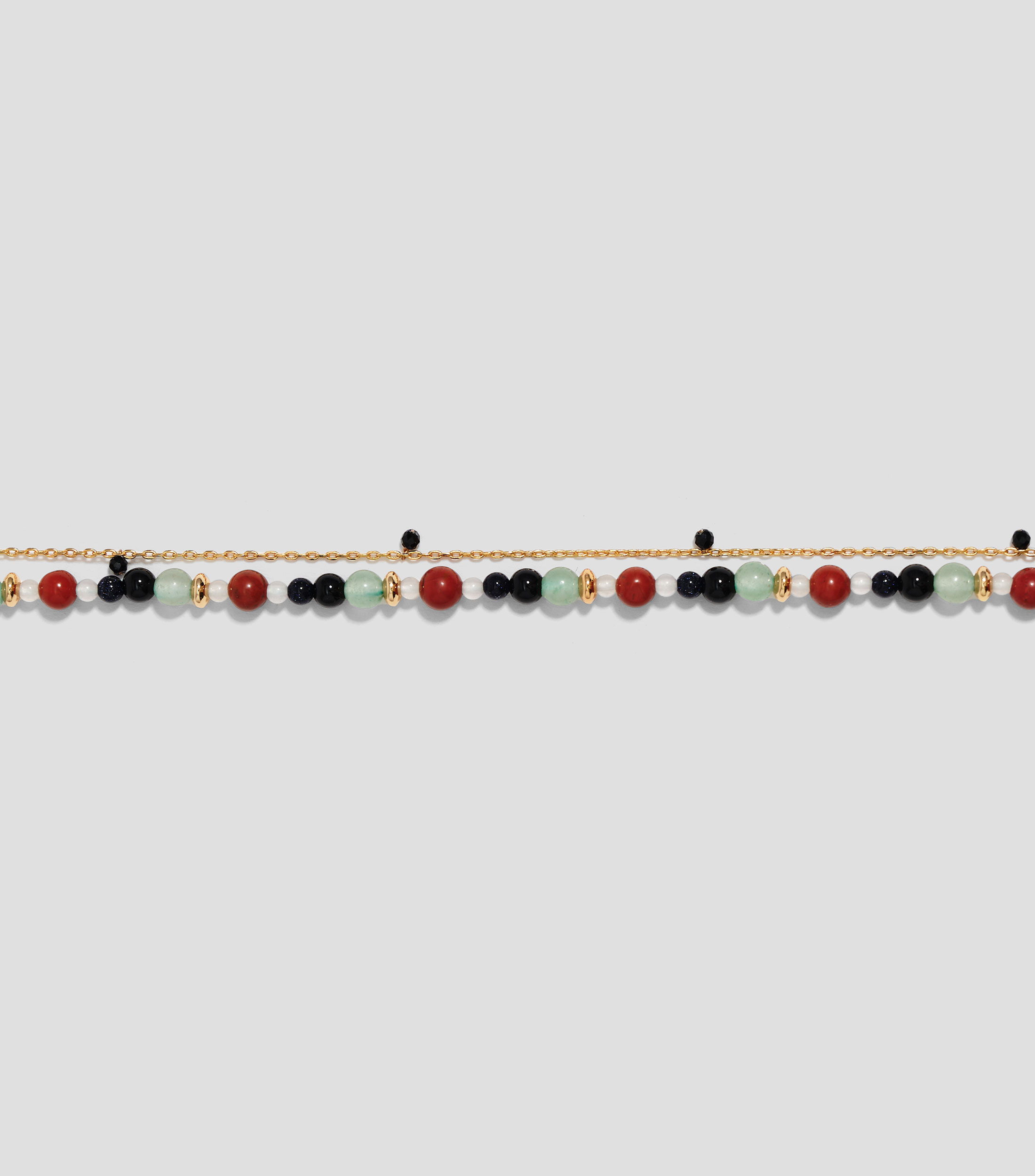 Pulsera doble con Corazon y Piedras Mujer