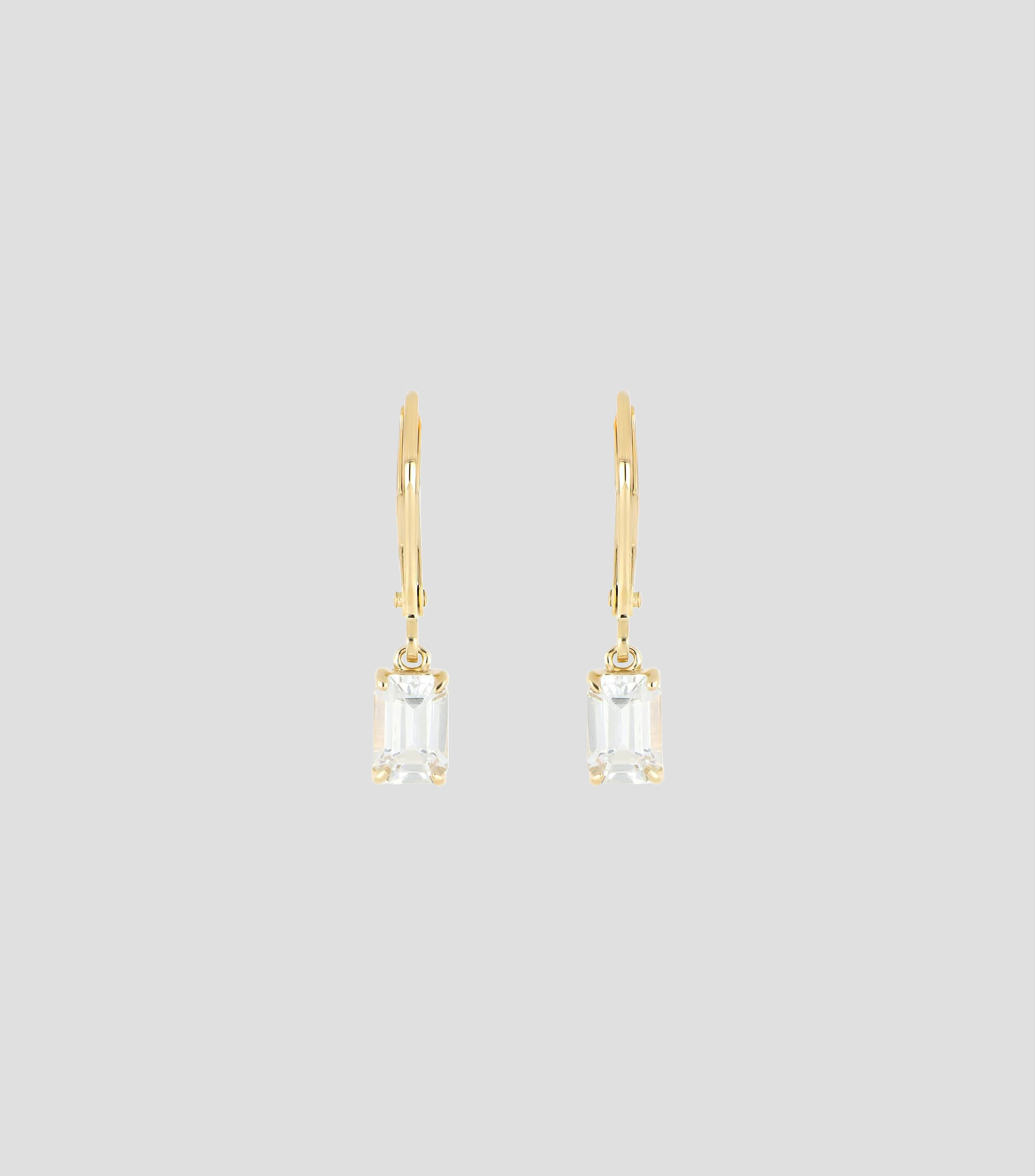Aretes en Oro amarillo de 18 Kilates con Zafiro Blanco Mujer