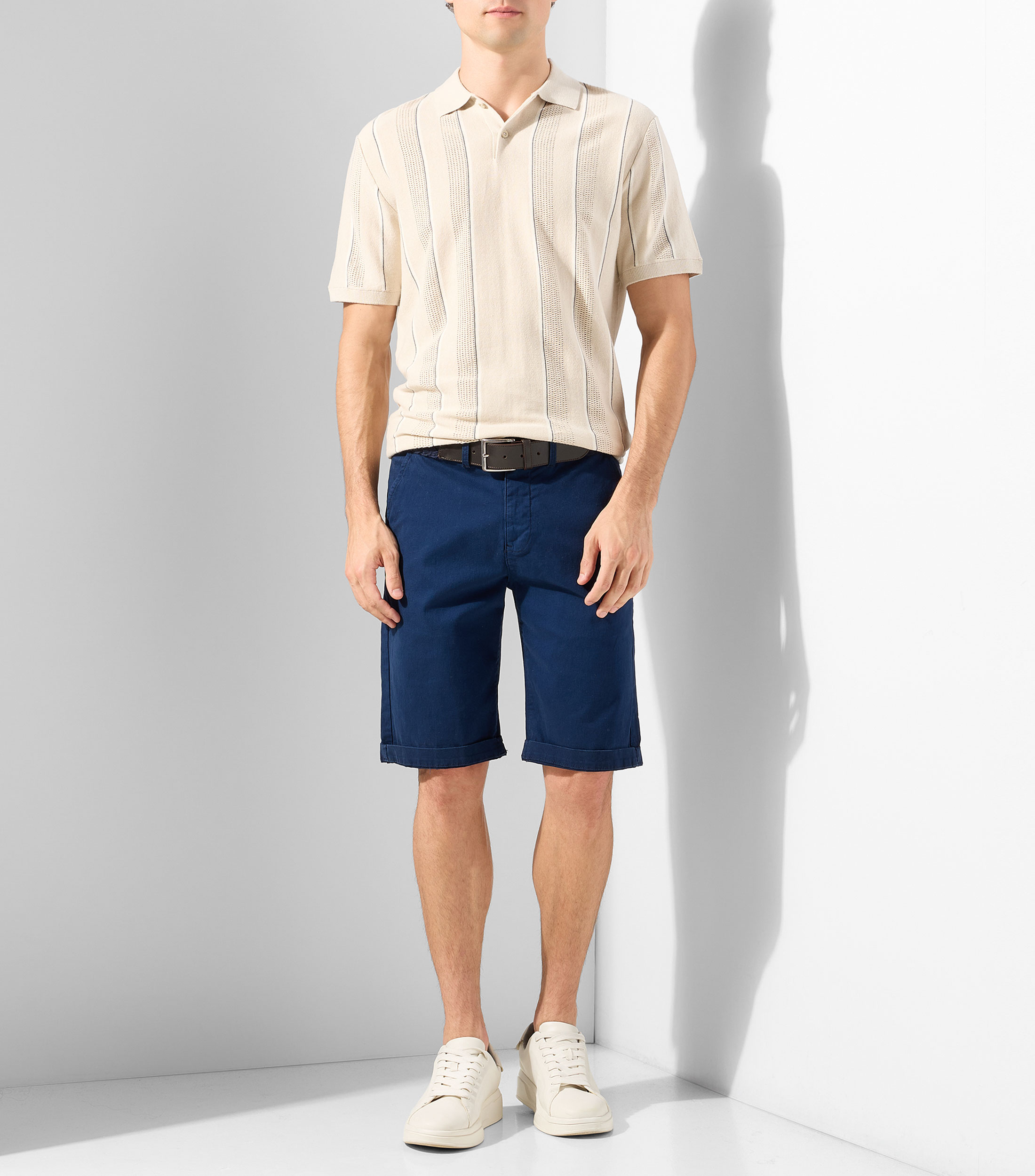 Playera tipo polo manga corta de rayas Hombre