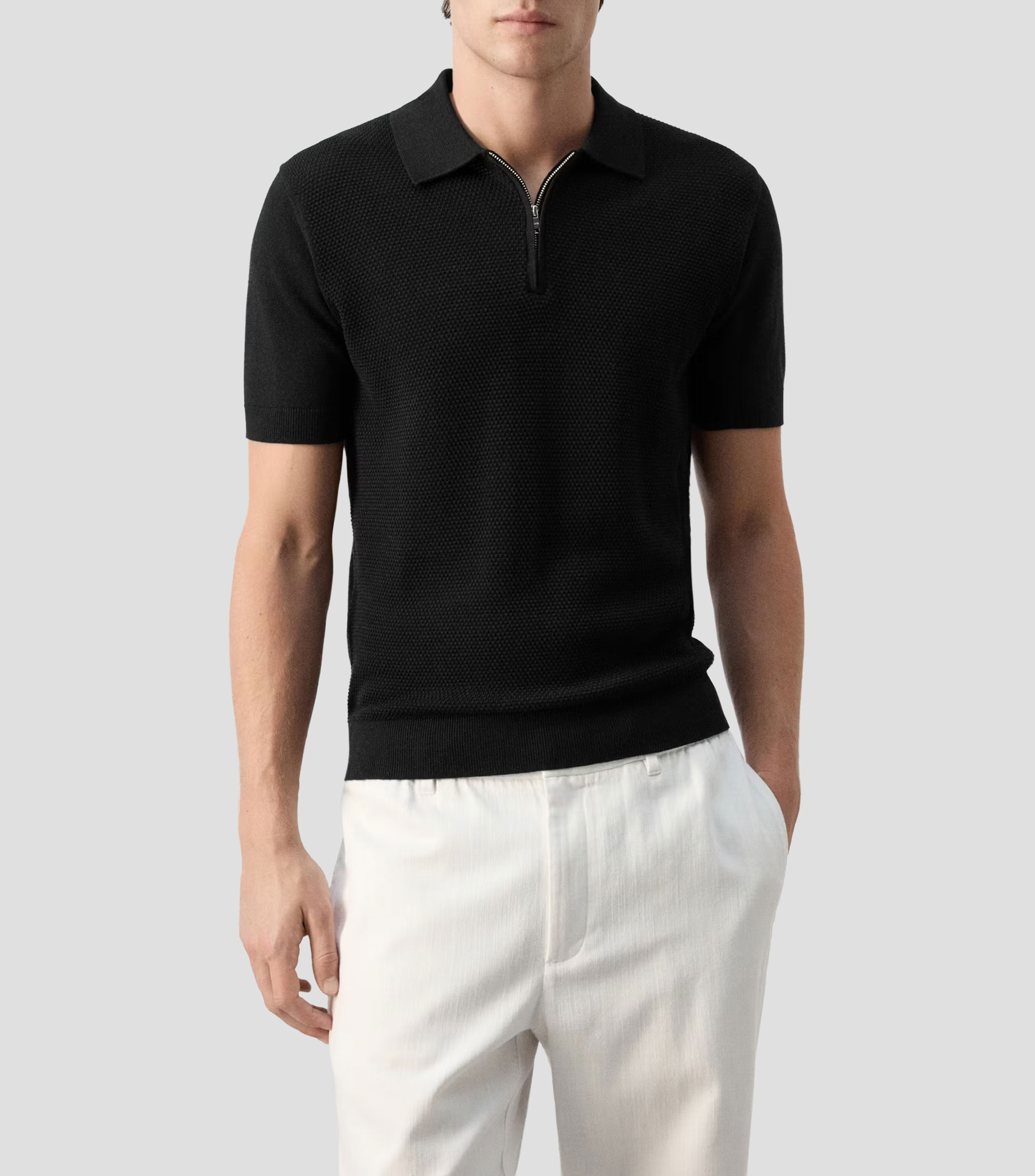 Playera Tipo Polo Manga Corta Sólido Hombre