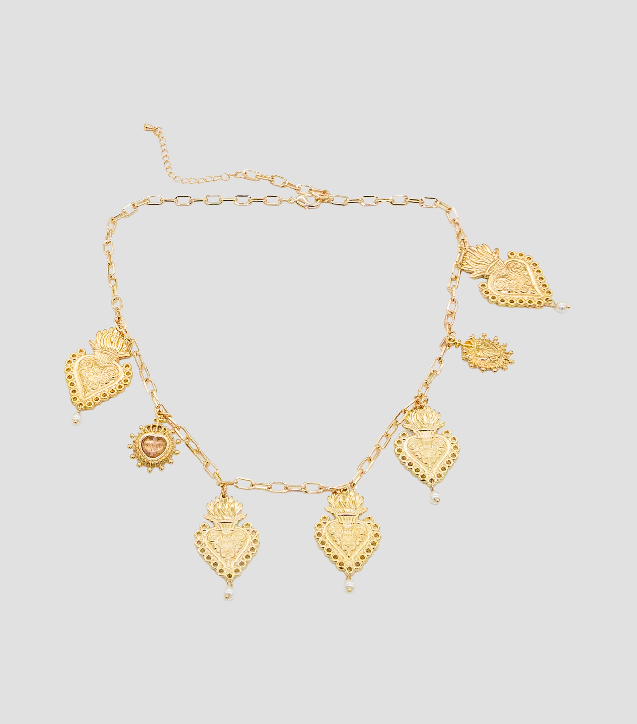 Collar con dijes en forma de corazón Mujer