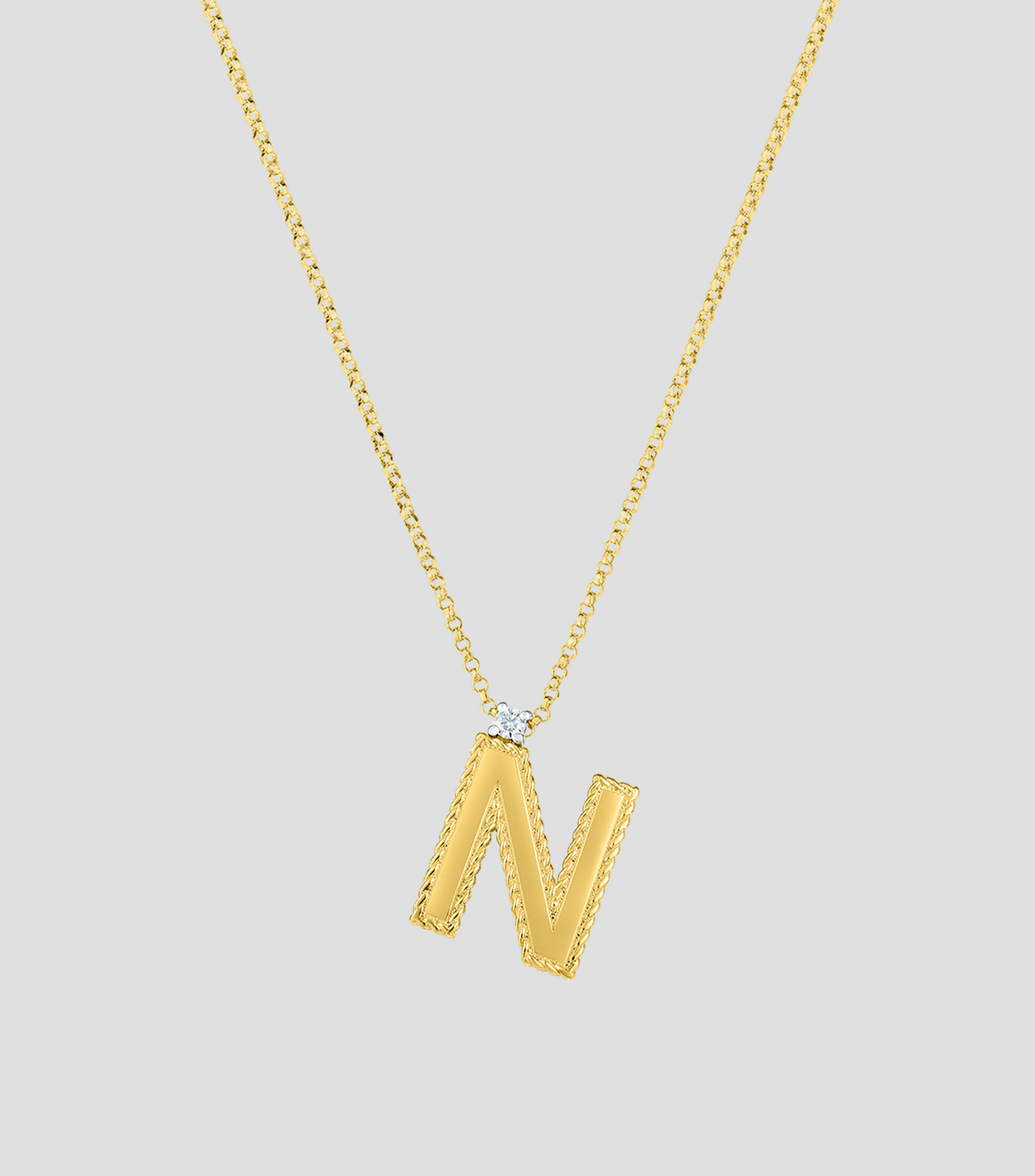 Collar en Oro amarillo de 18 Kilates letra N Mujer