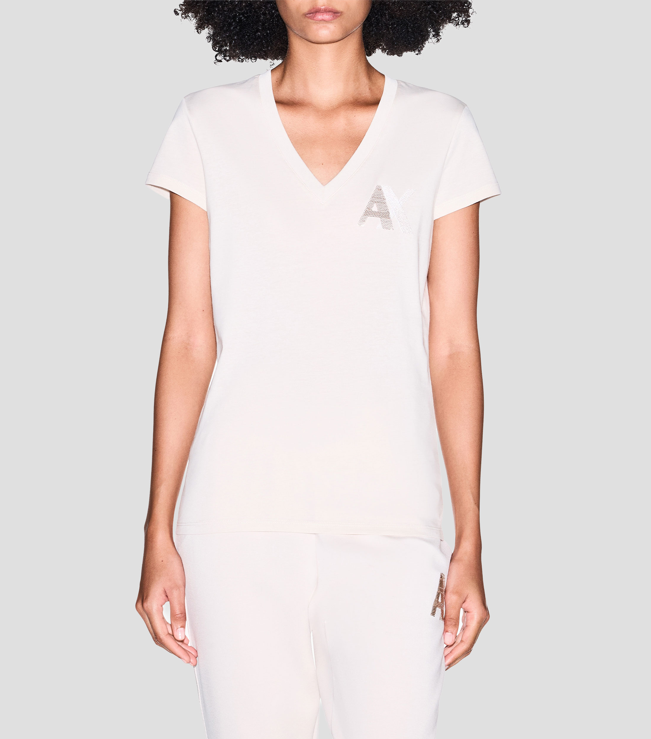 Playera cuello V manga corta lisa Mujer
