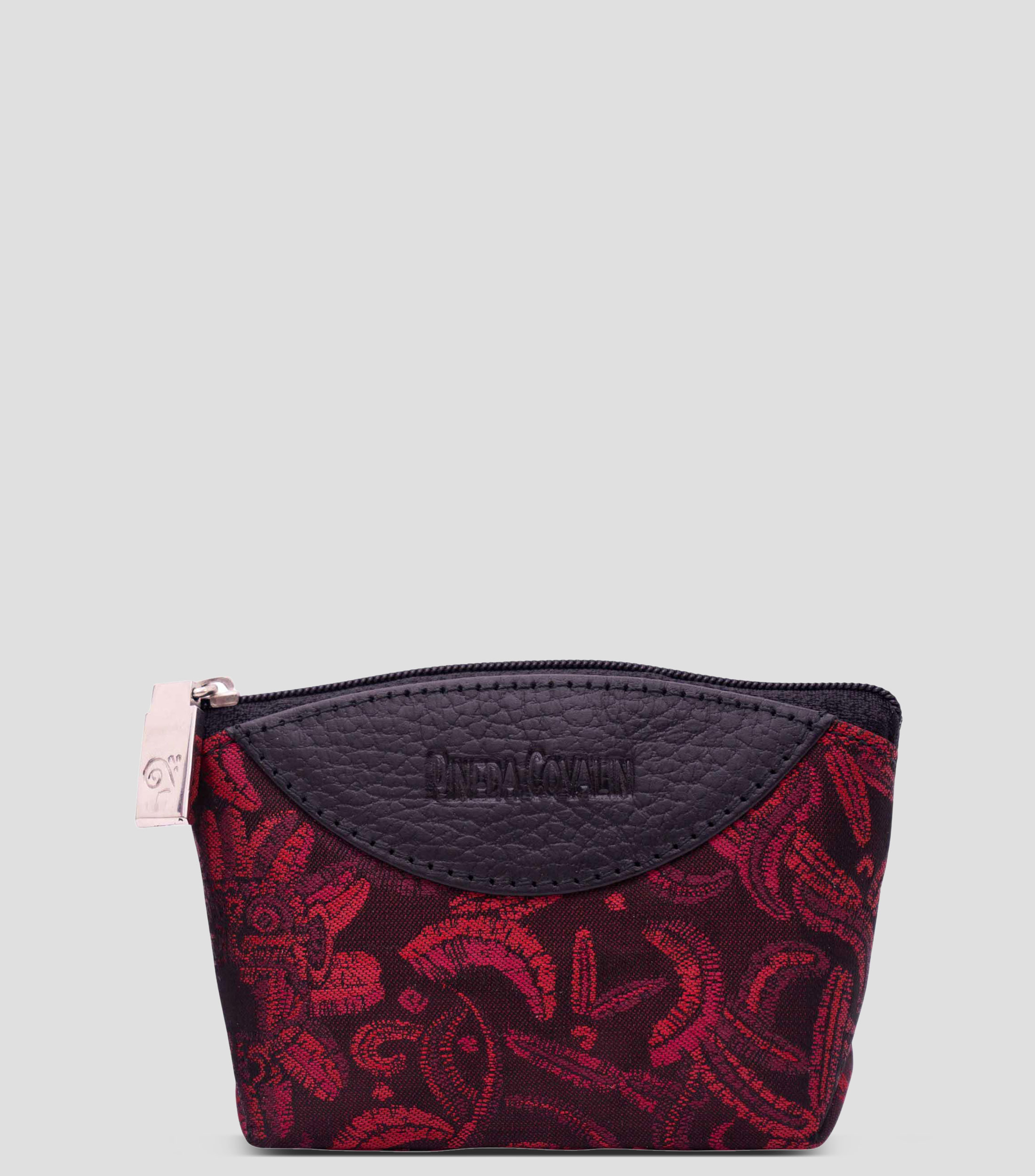 Monedero negro con rojo Cempasúchil estampado Mujer