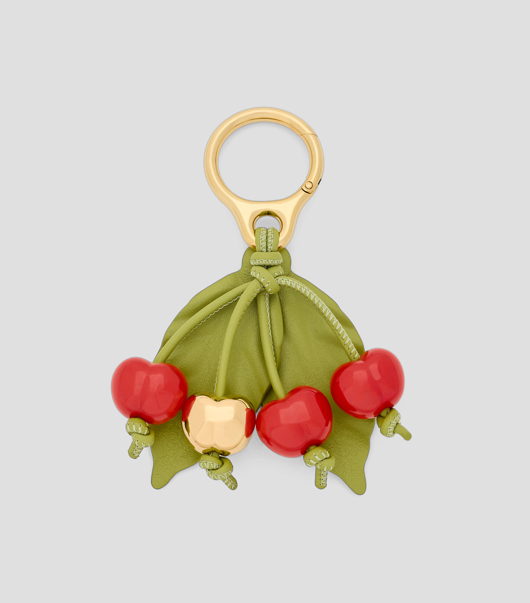 Charm para bolsa de cereza en piel con latón Mujer