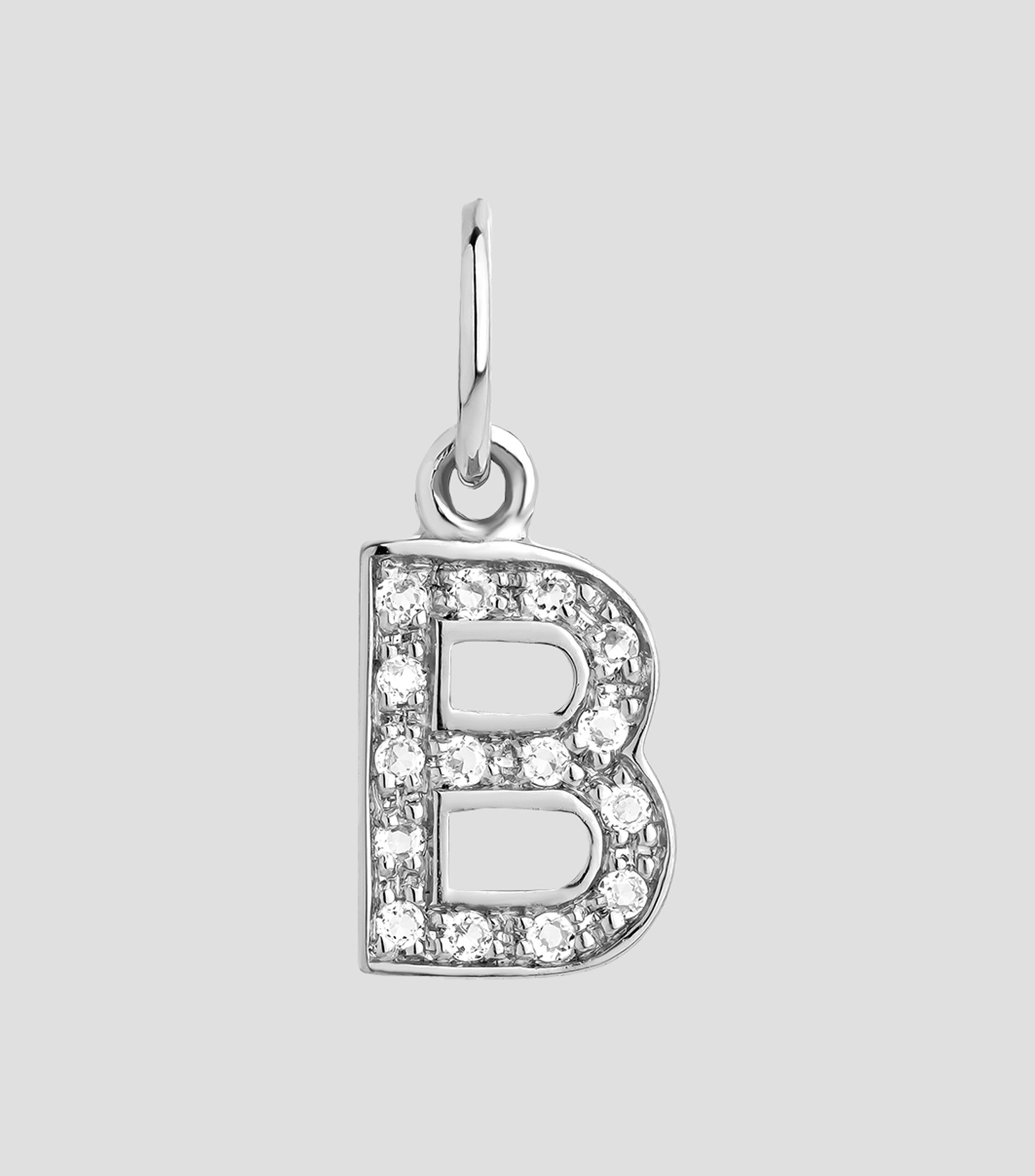 Dije inicial B en plata .925 ABC con topacios blancos Mujer
