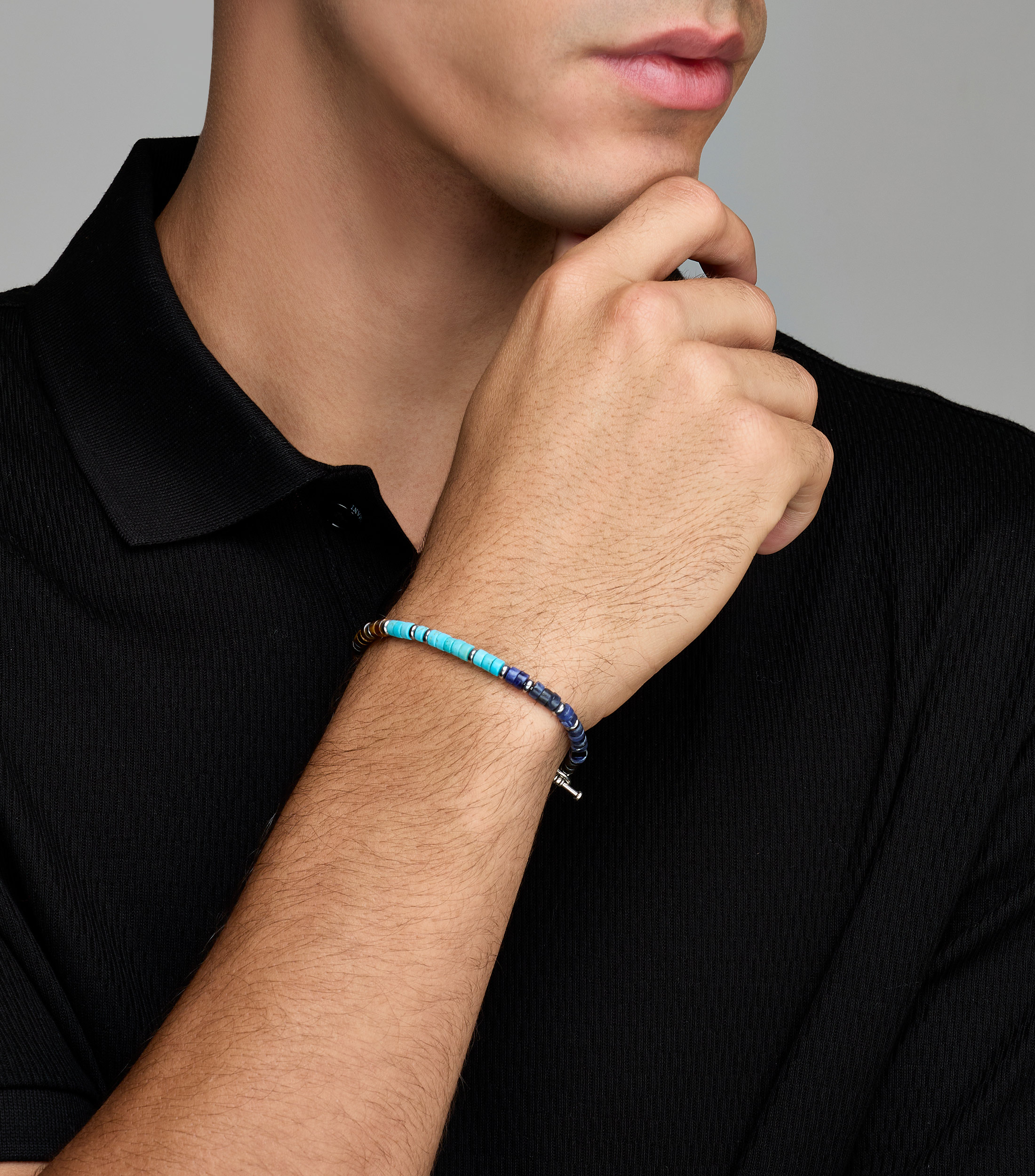 Pulsera con rondanas de 3 piedras Hombre