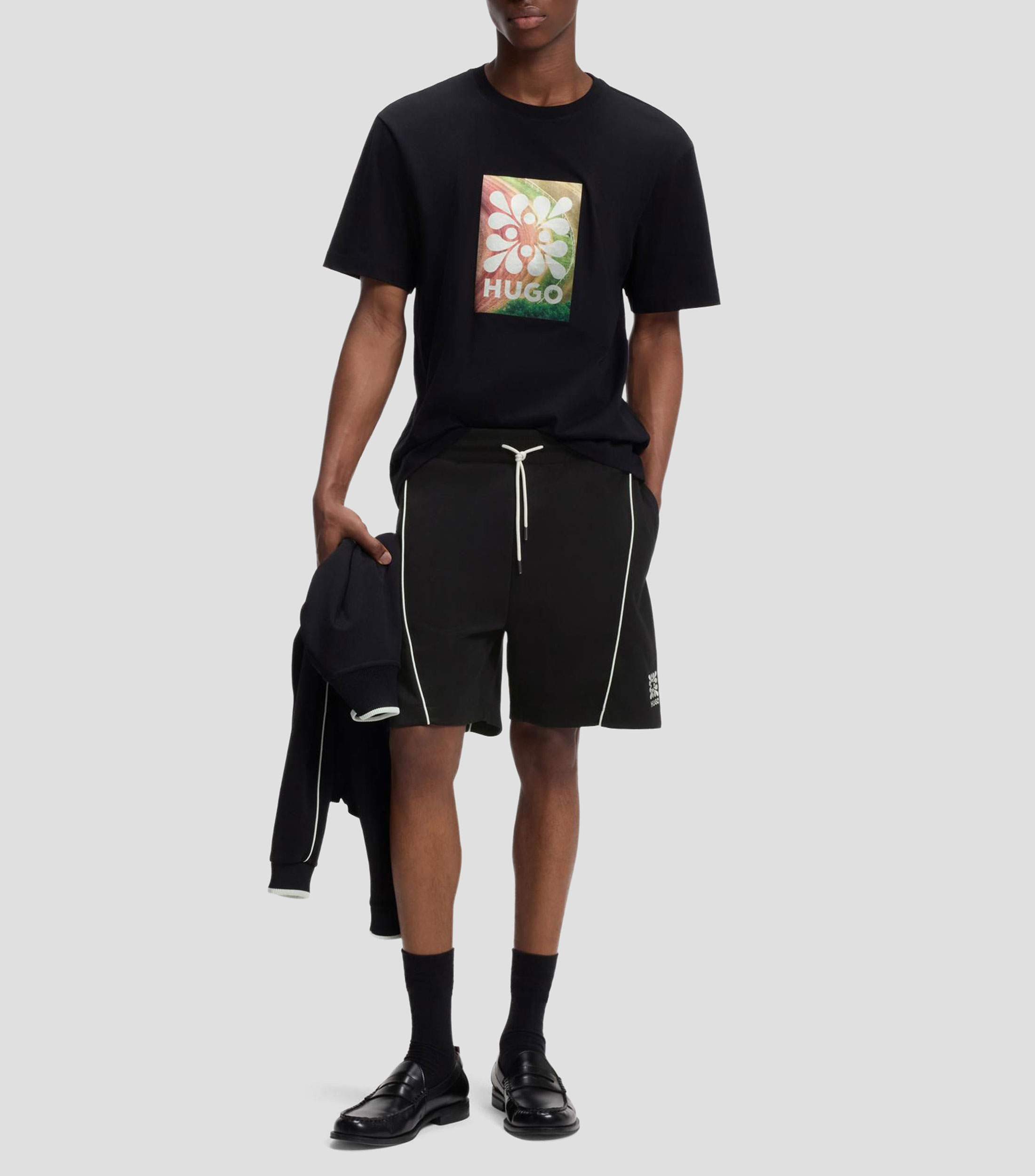 Shorts de algodón con ilustración de logo bordado Hombre