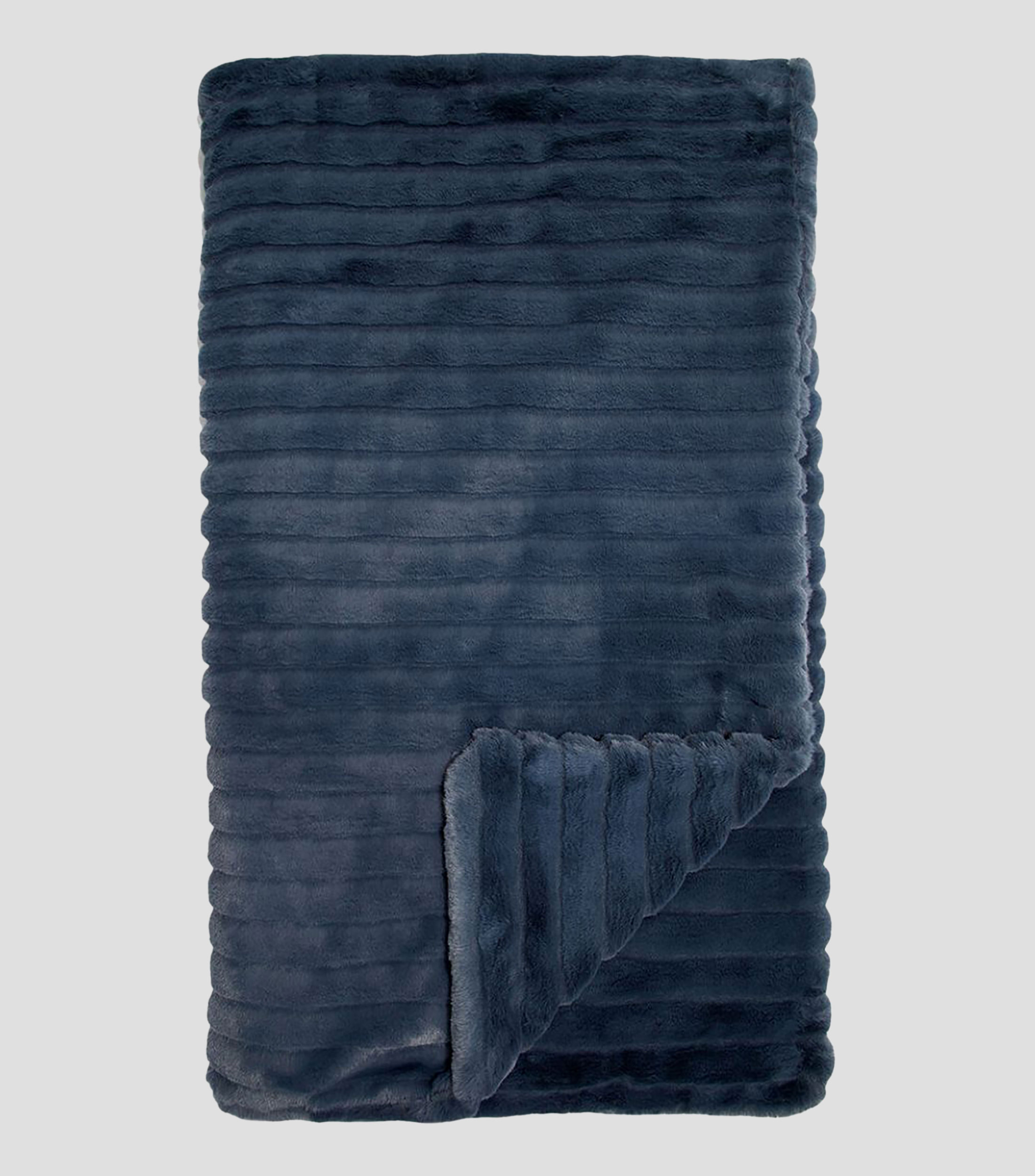 FRAZADA STRIPE FUR AZUL