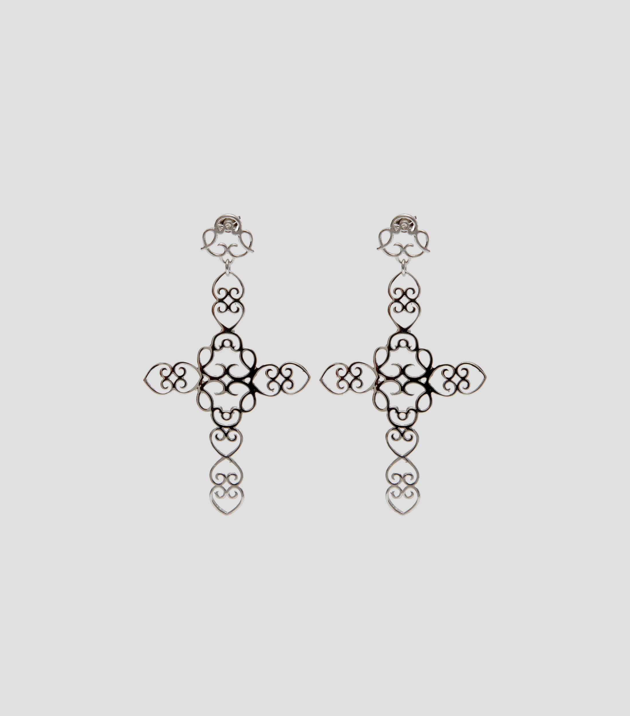 Aretes Cruz en plata .925 Mujer