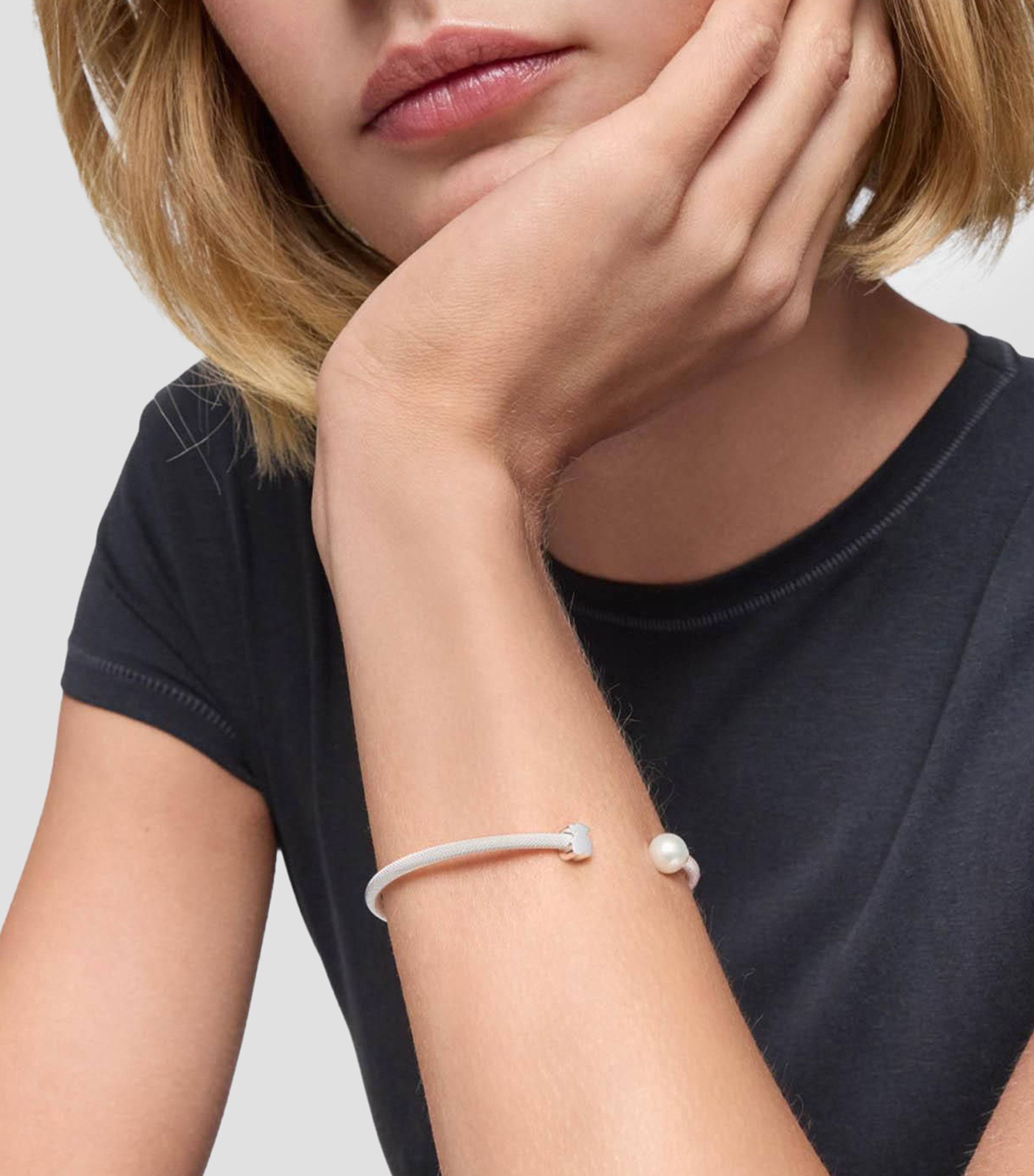 Pulsera abierta en plata Icon Mesh