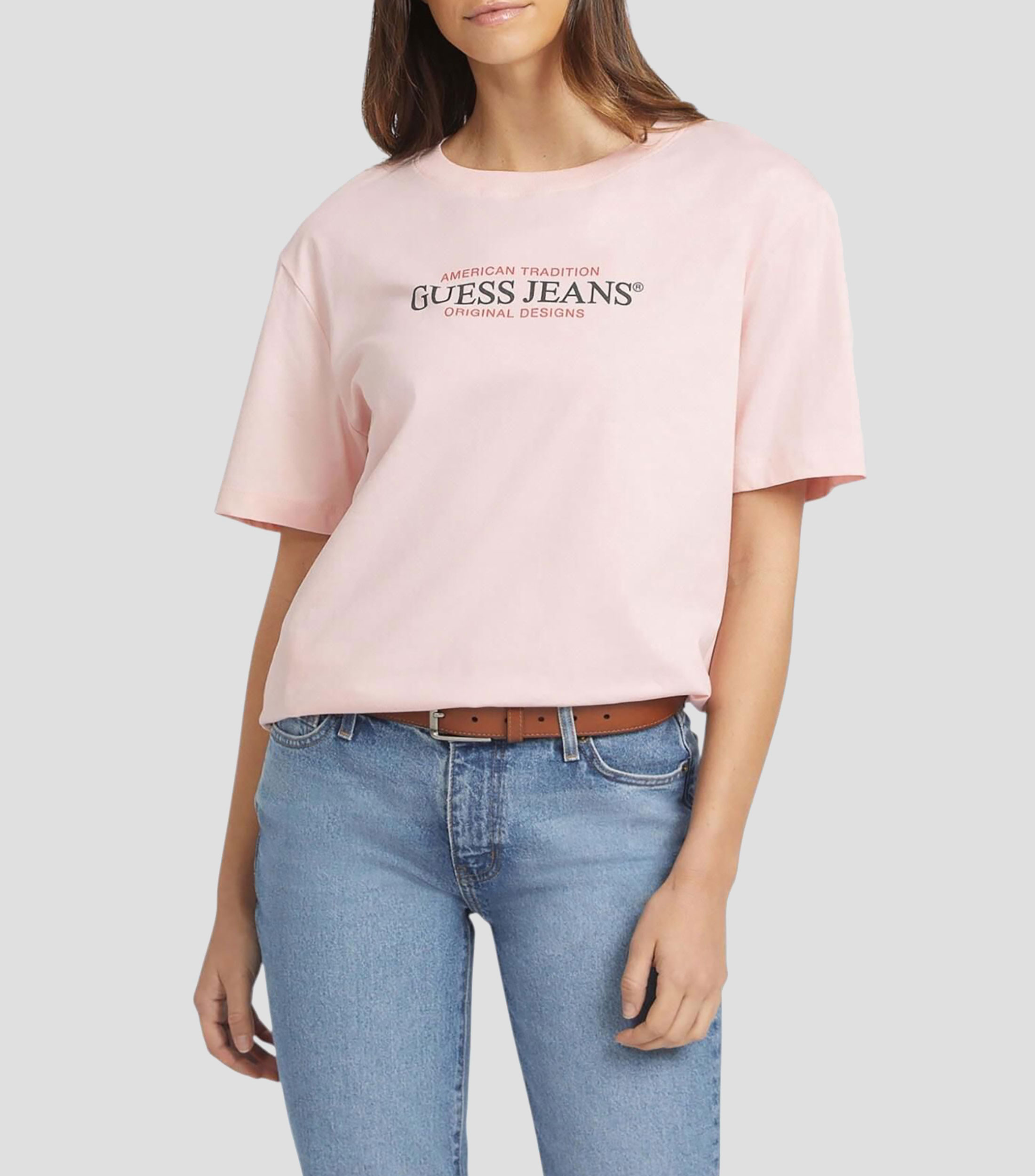 Playera cuello redondo manga corta con estampado Mujer