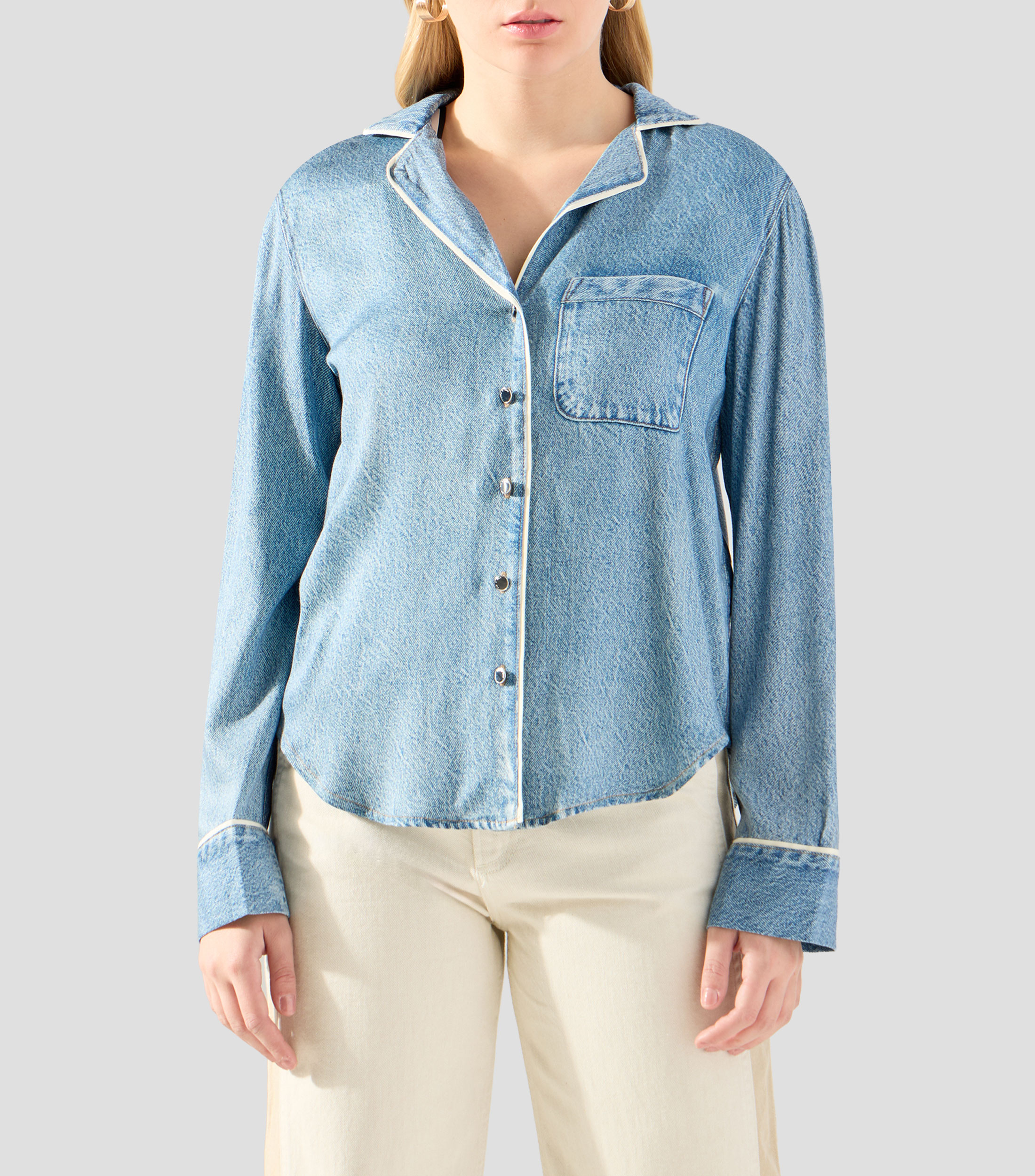 Camisa estampada manga larga Mujer