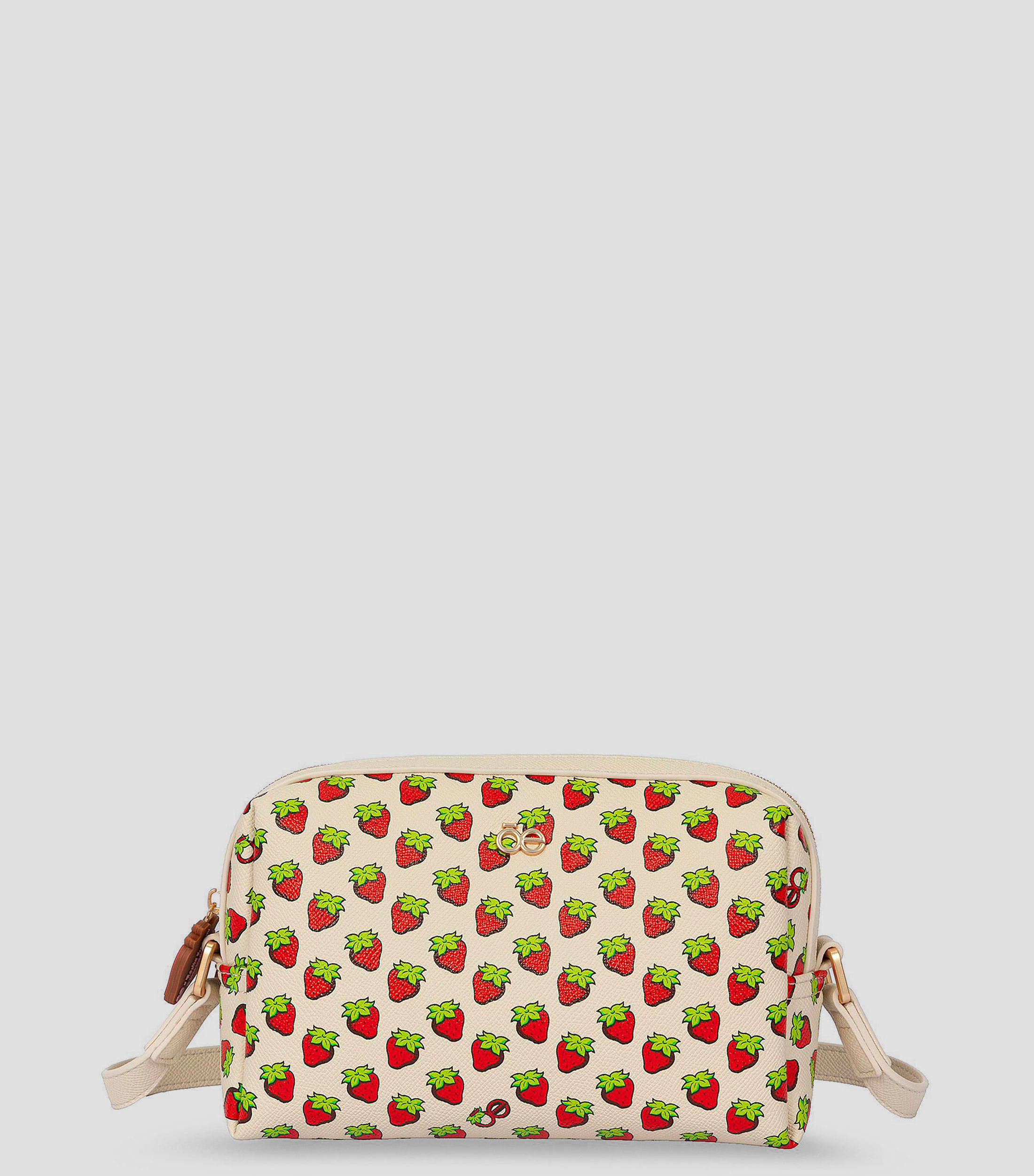 Bolsa crossbody beige estampado fresas Niña