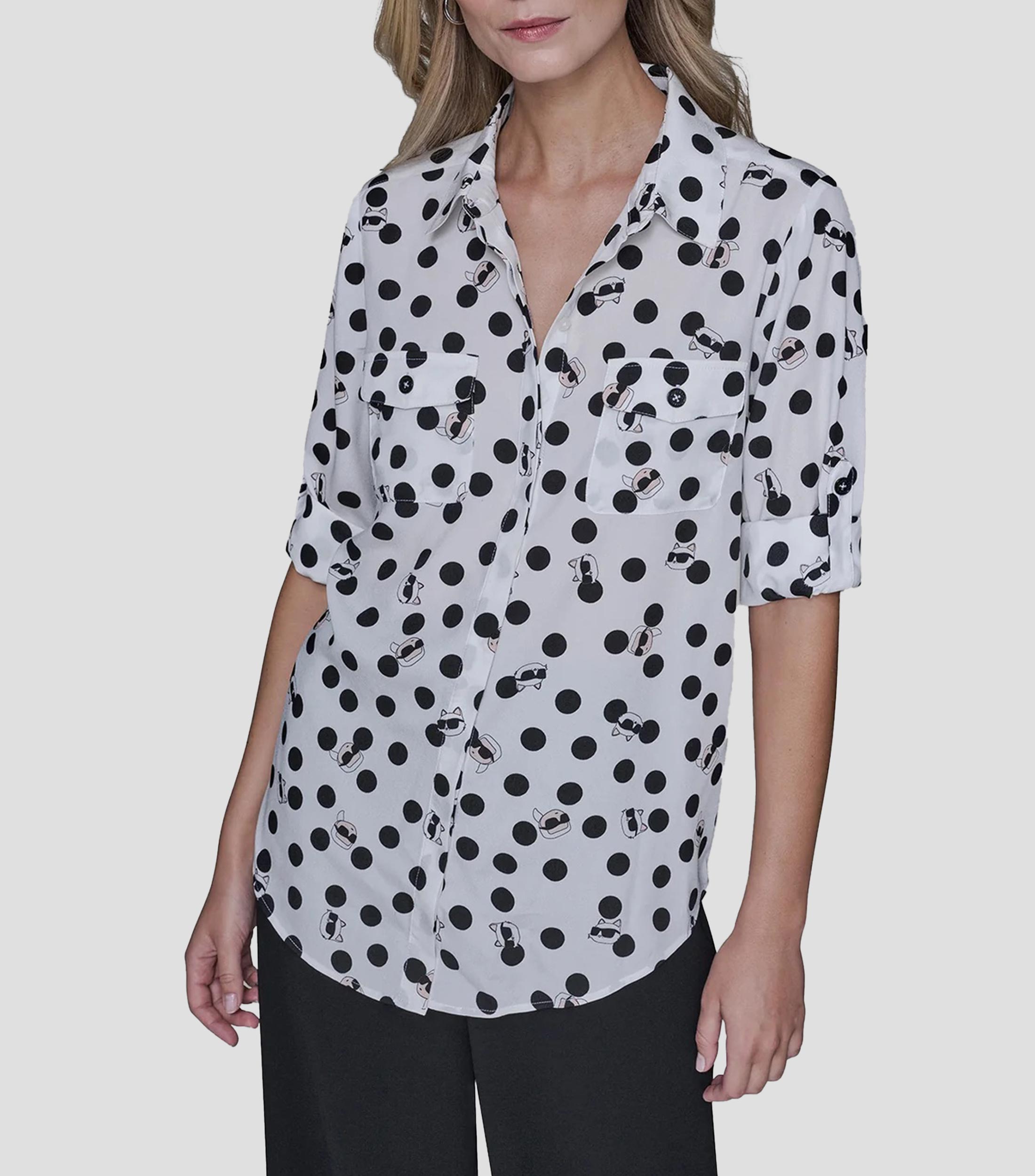 Camisa estampada manga larga Mujer