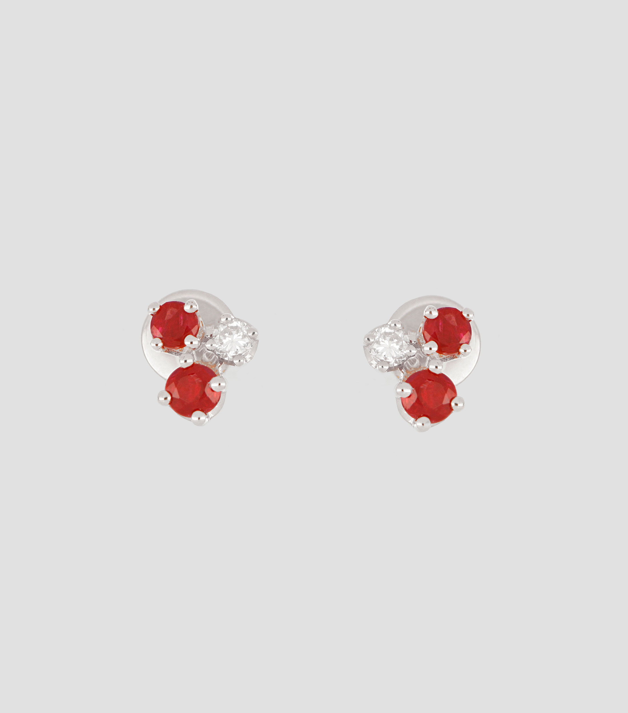 Broqueles en oro blanco 14 kilates con rubí y diamantes Mujer