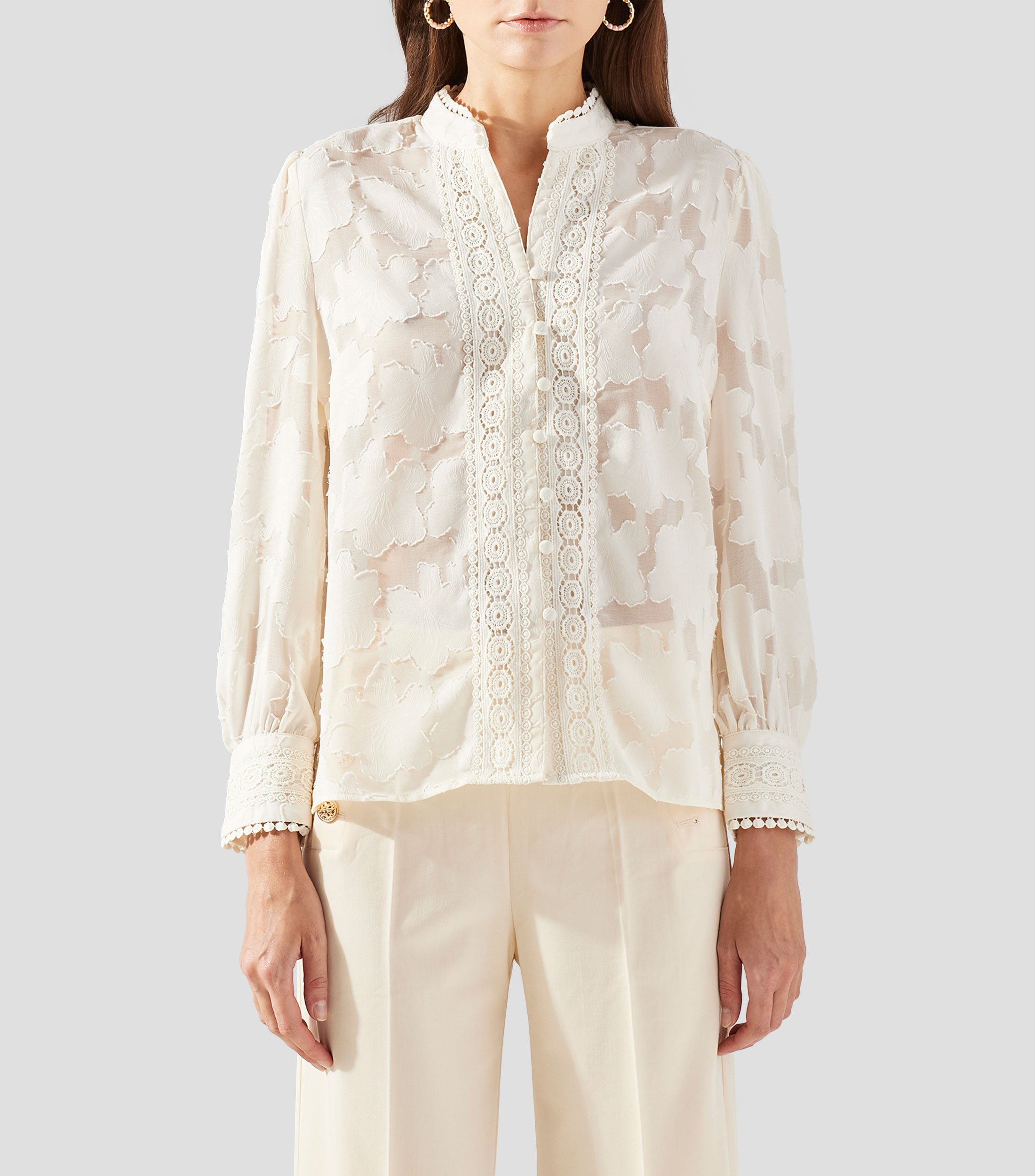 Camisa lisa manga larga Mujer