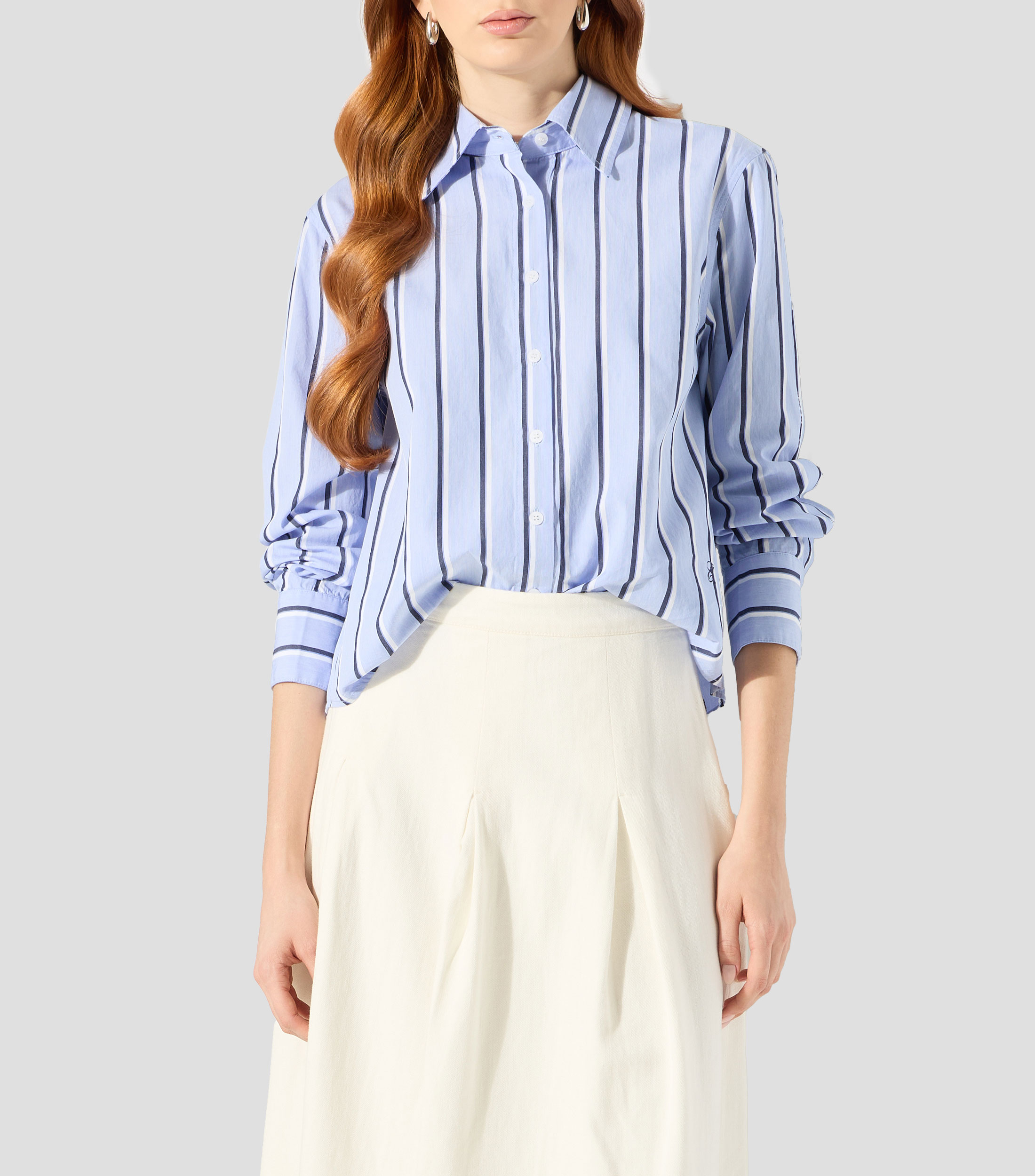 Camisa de rayas con manga larga Mujer