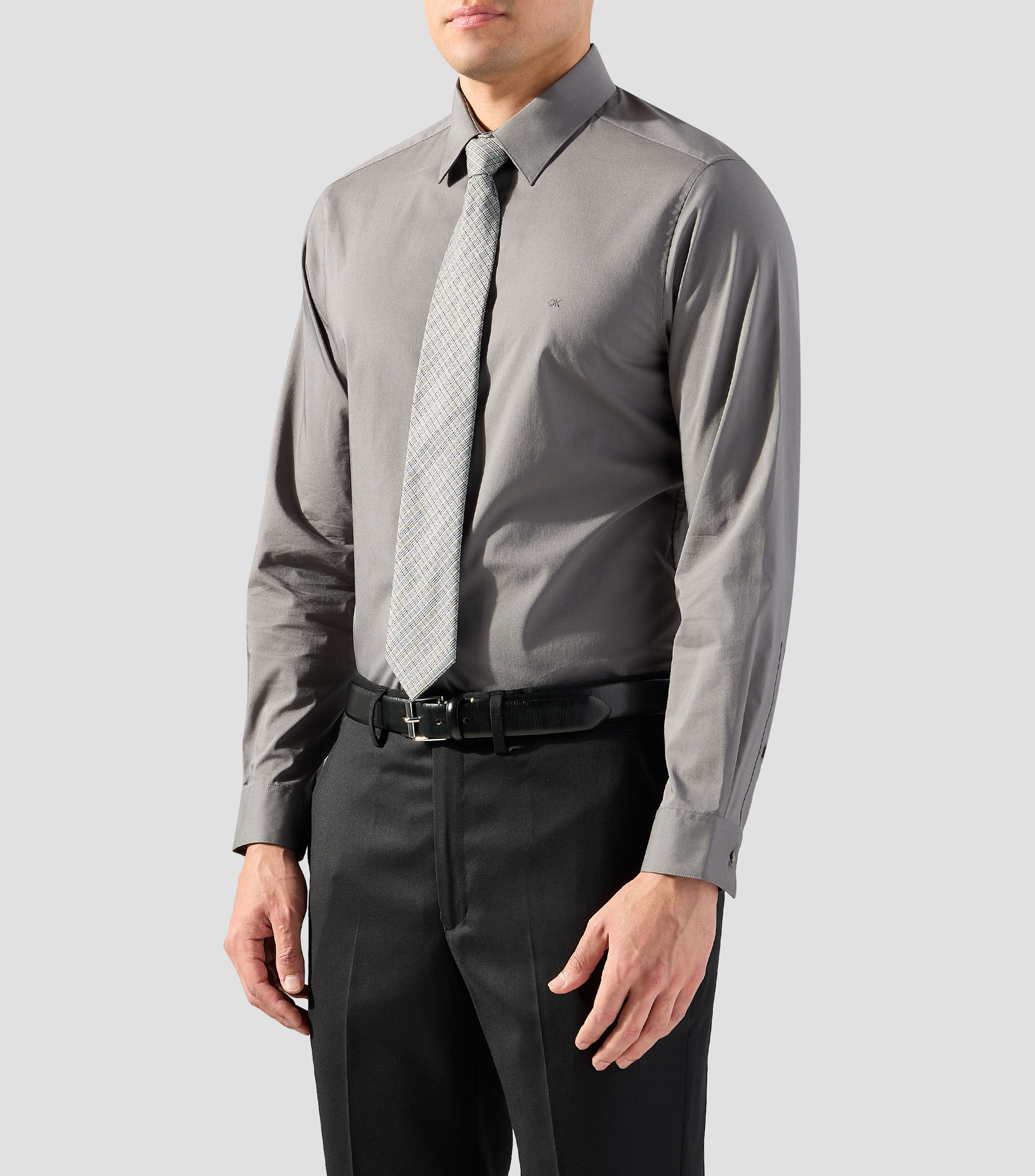 Camisa de vestir lisa manga larga Hombre