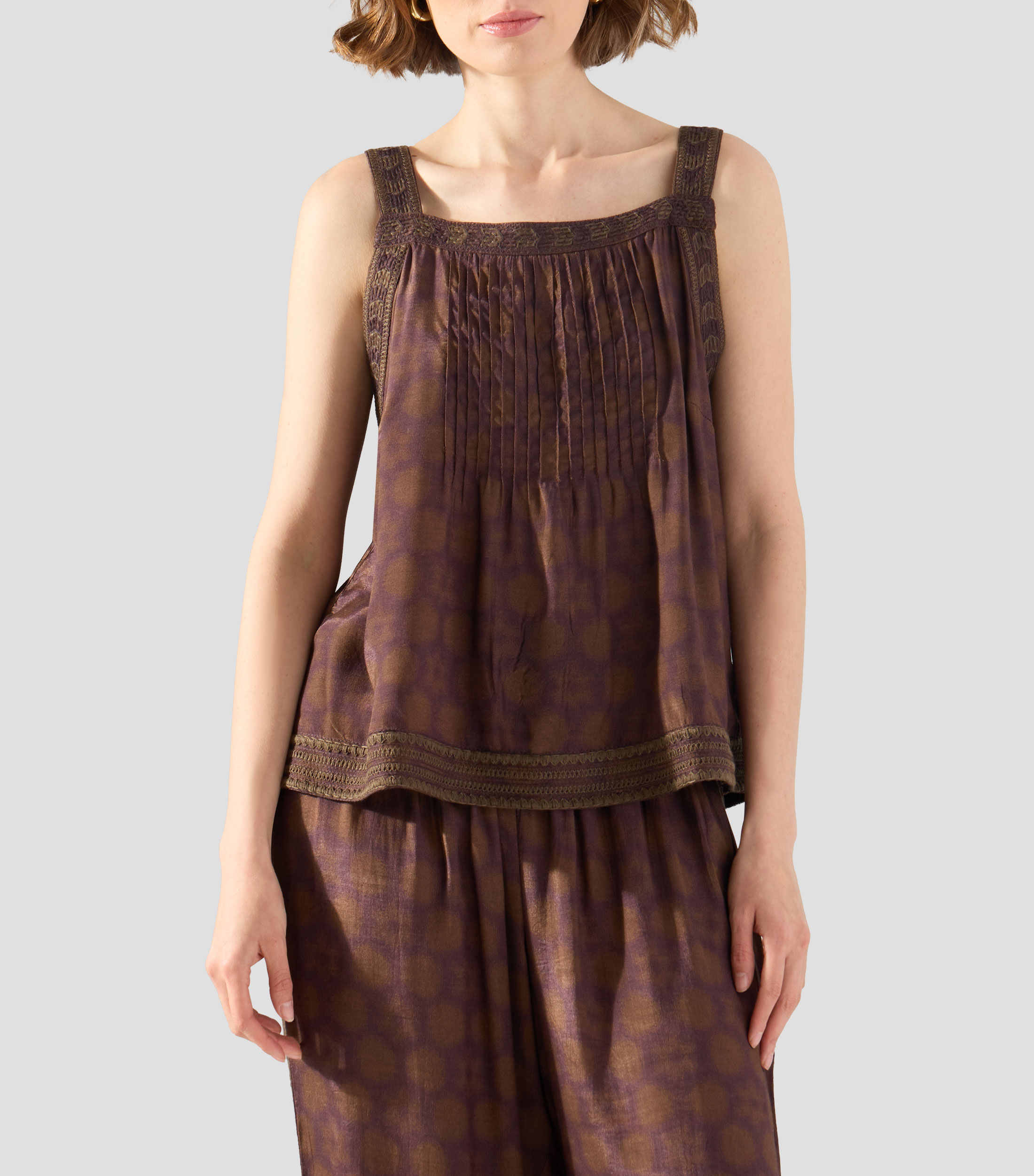 Blusa estampada sin mangas Mujer