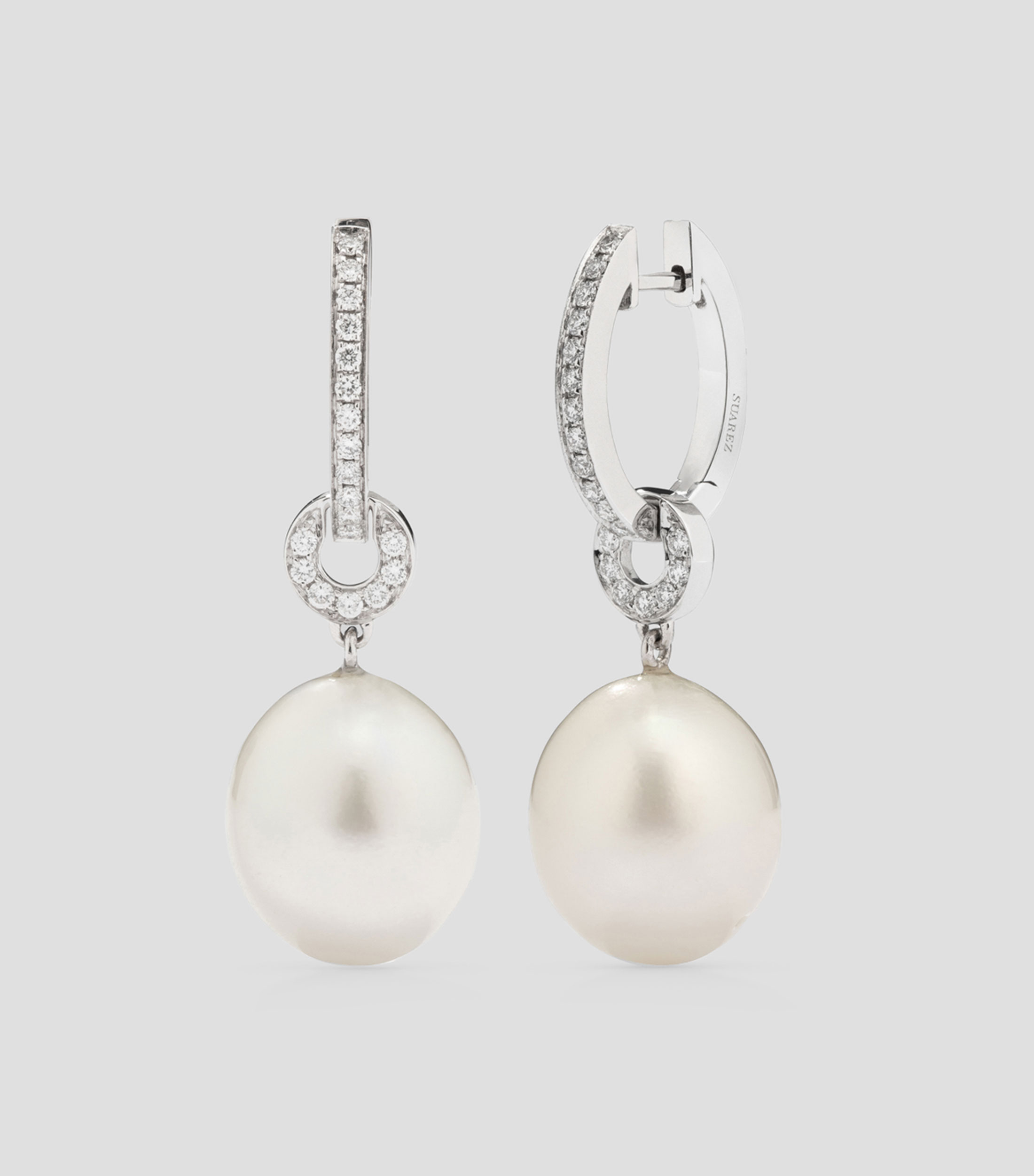 Pendientes en oro blanco de 18 kilates con perla Mujer