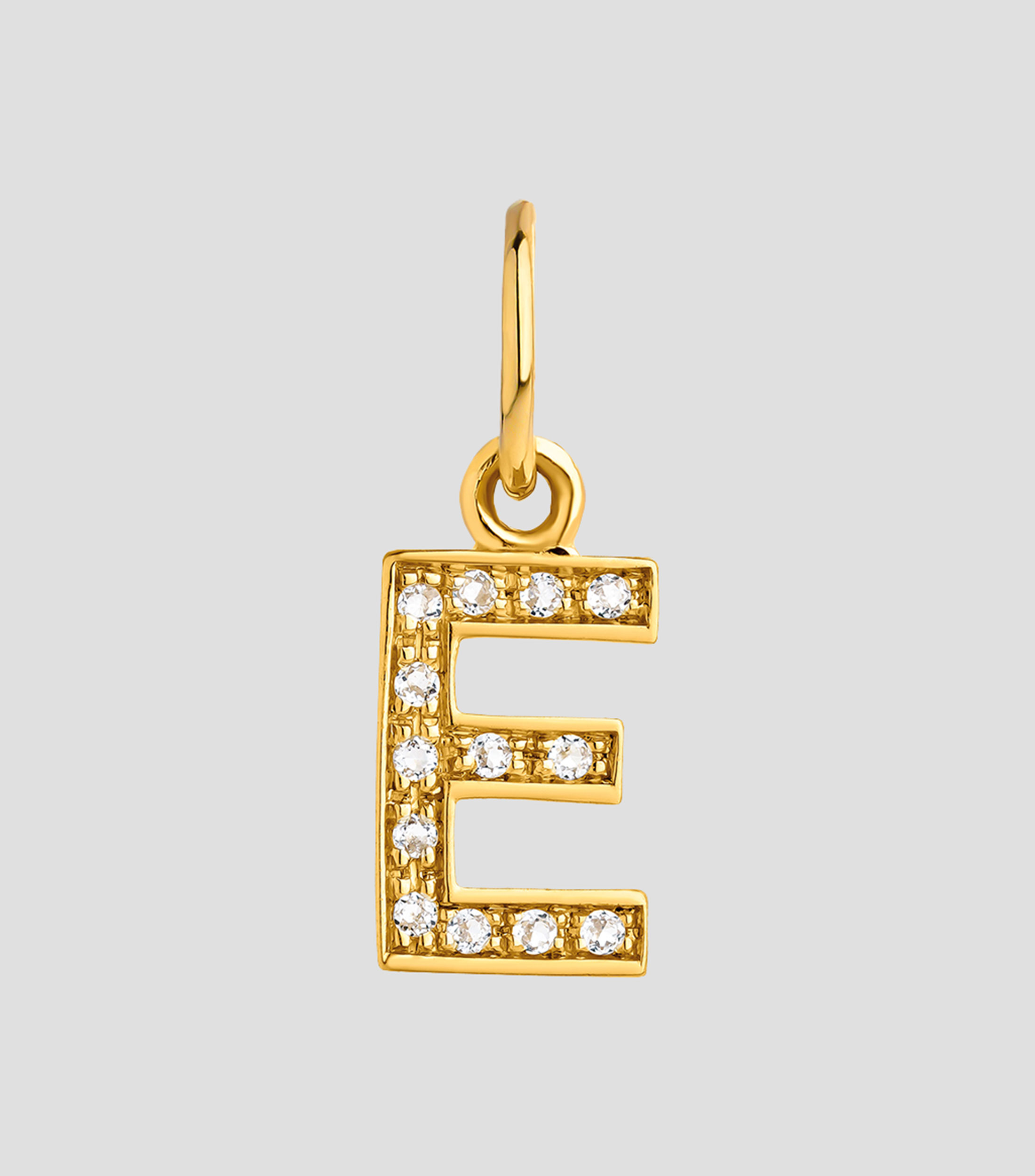 Dije inicial E en plata .925 ABC con topacios blancos Mujer