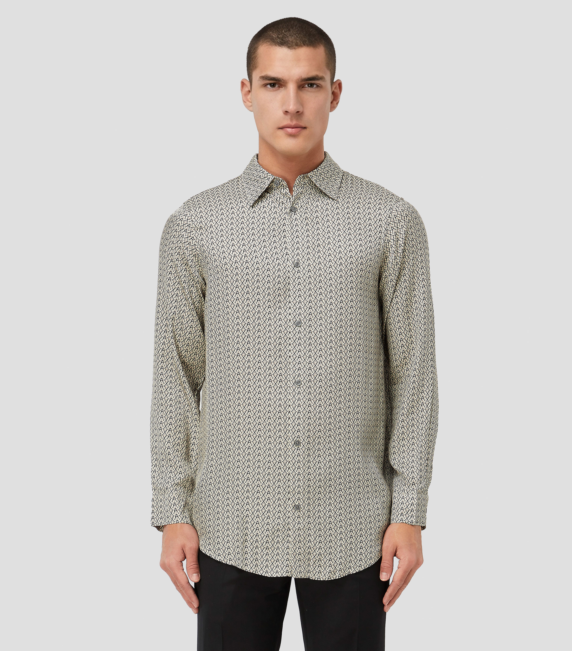 Camisa estampada manga larga Hombre