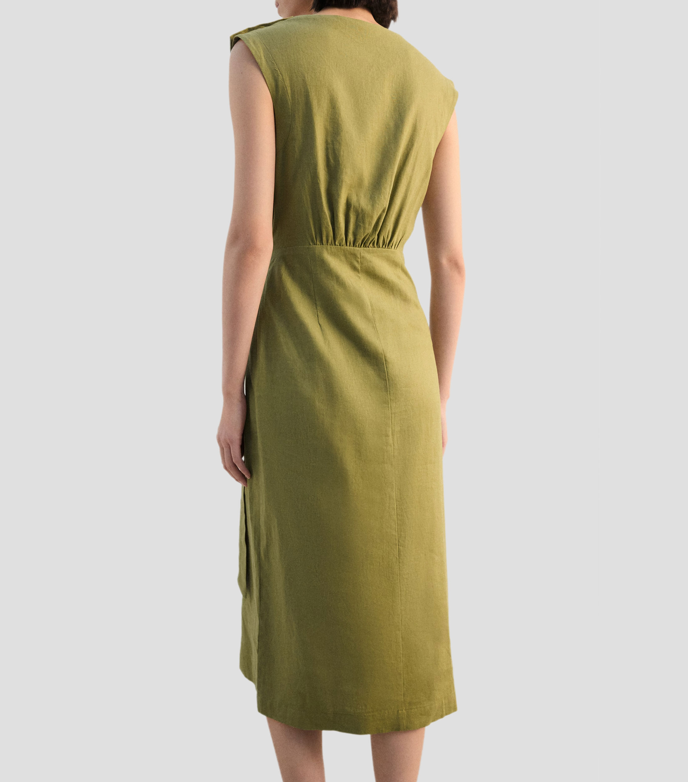 Vestido midi liso Mujer