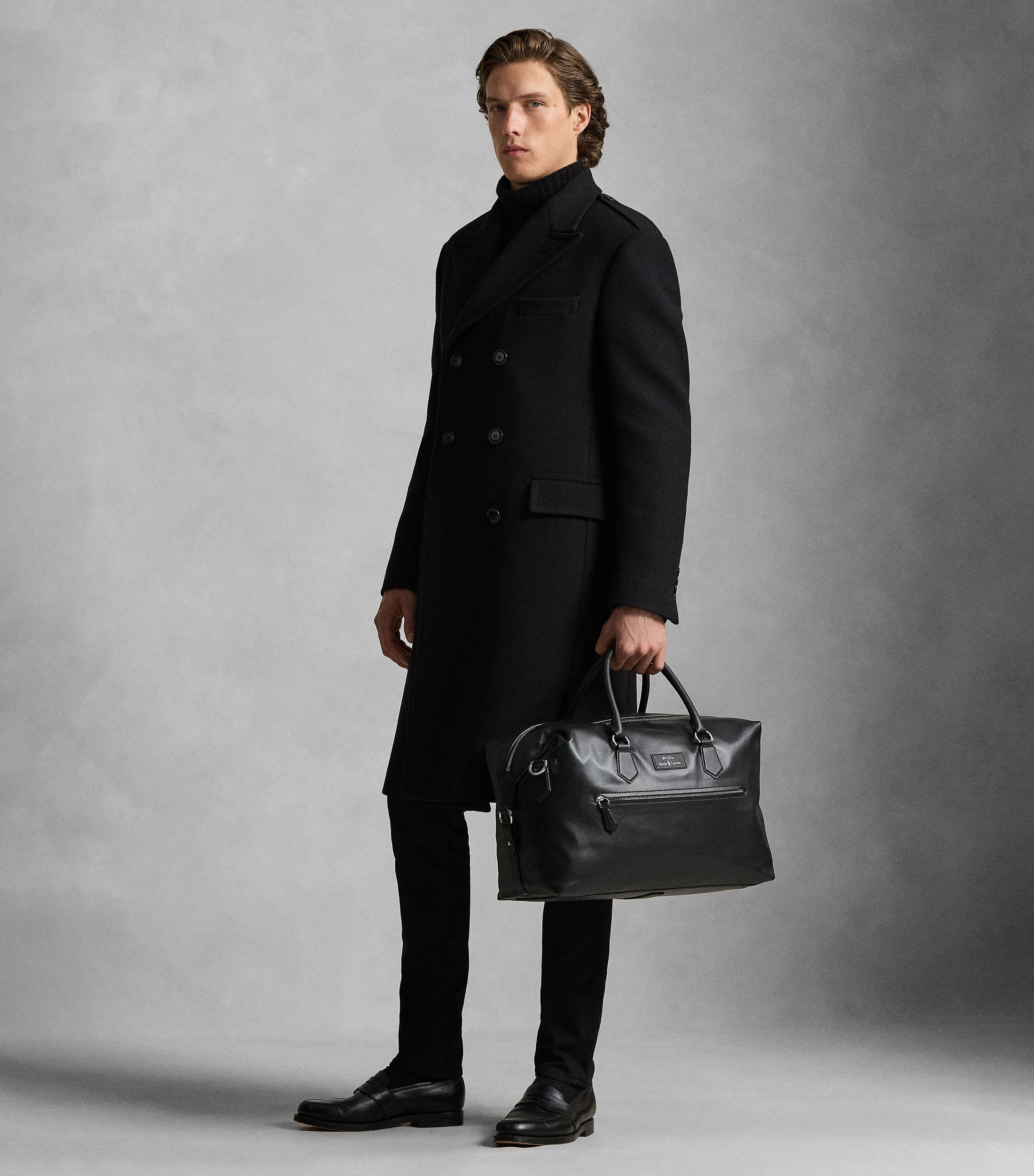 Bolso tote en piel liso Hombre