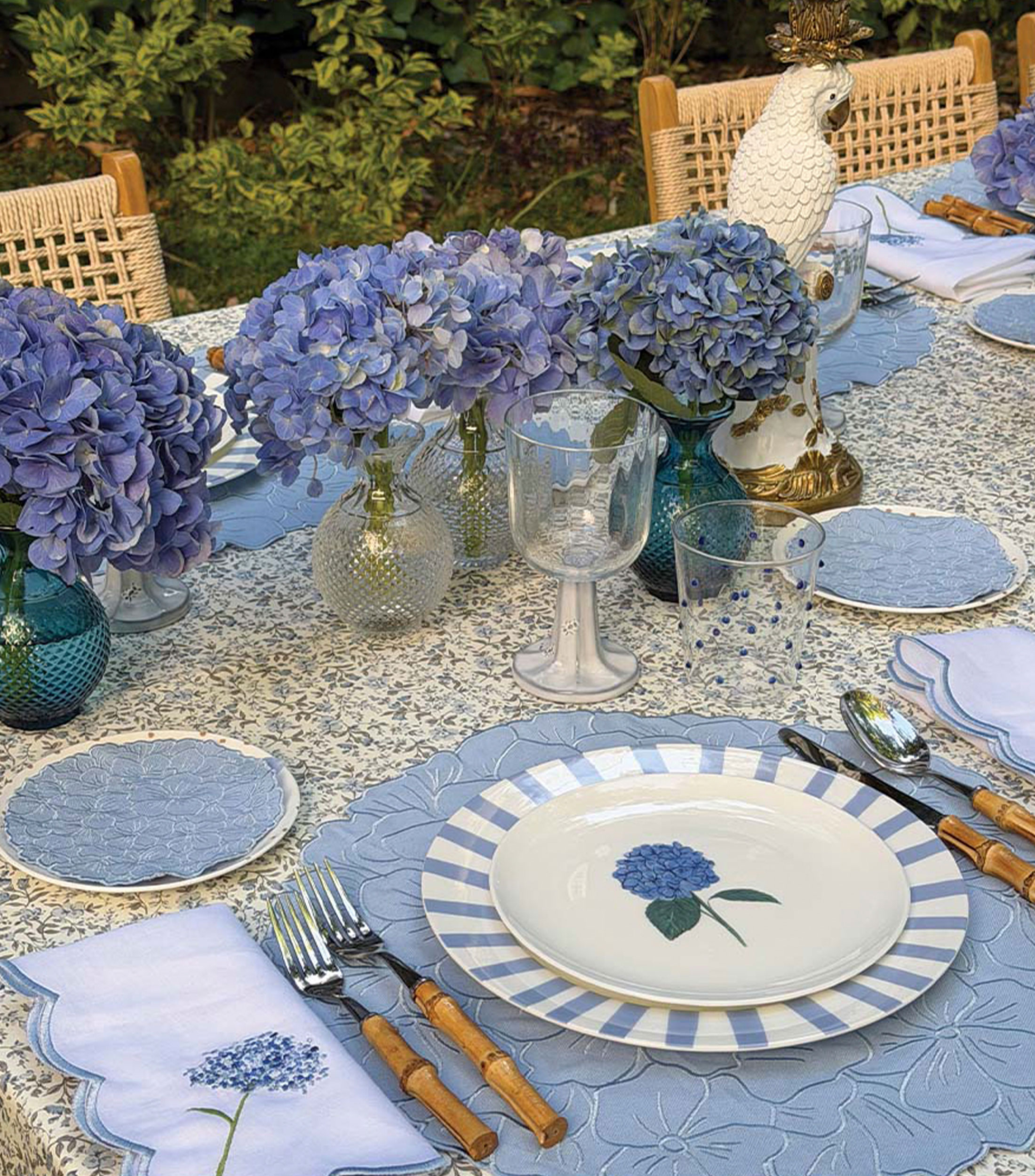 Set 4 Cocteleras Flor hortensia en algodón