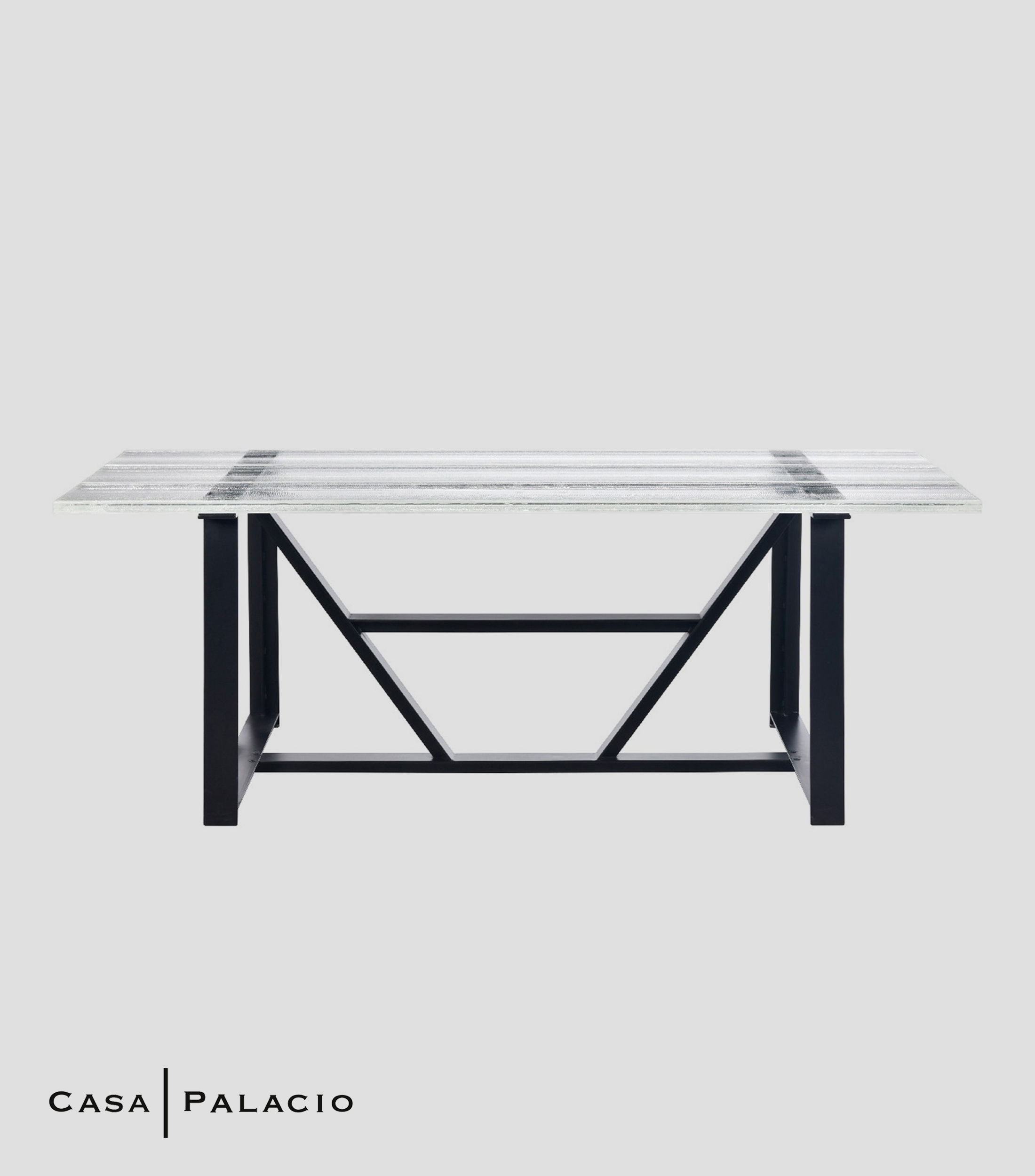 Mesa de comedor Iceberg en viga de vidrio multicolor