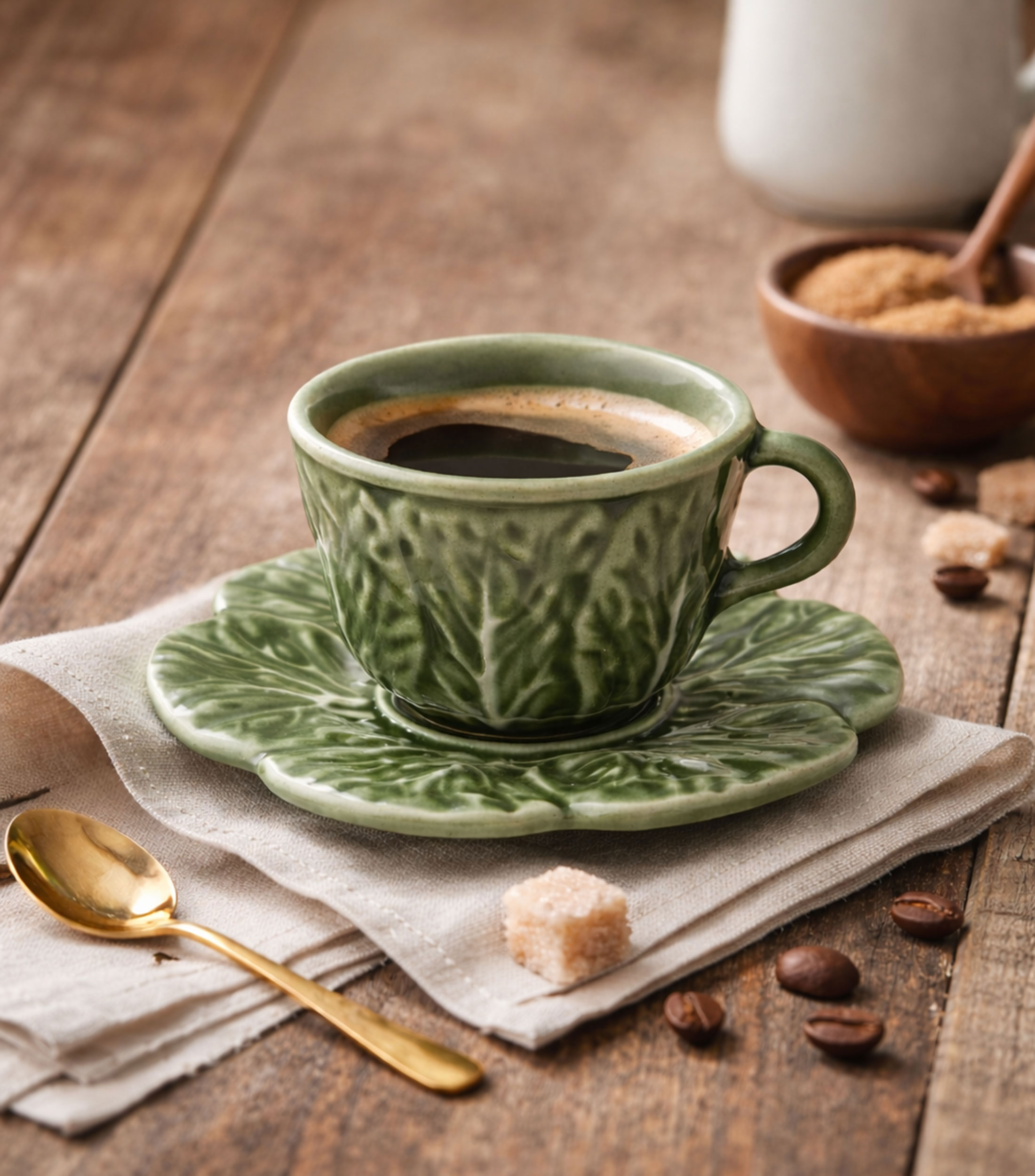 Terno y taza Couve Natural Verde