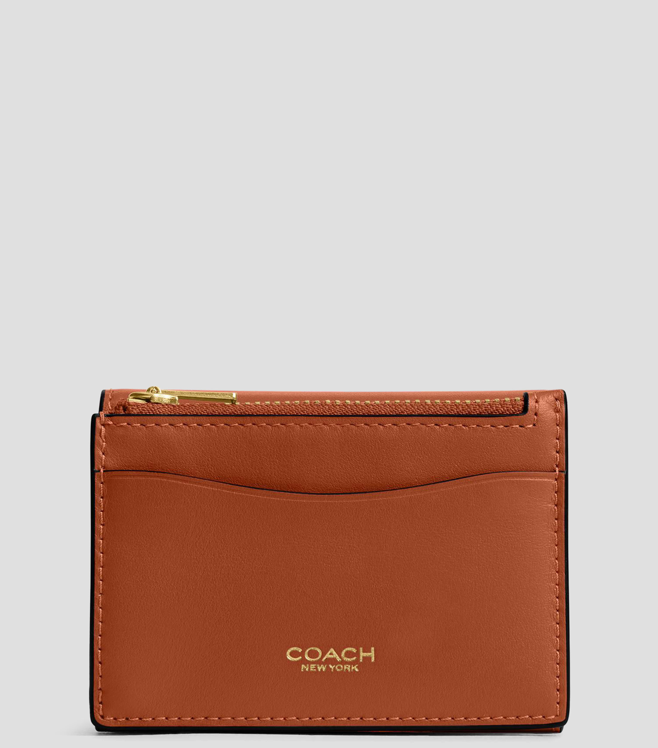 Cartera café en piel Essential Card Holder lisa Mujer