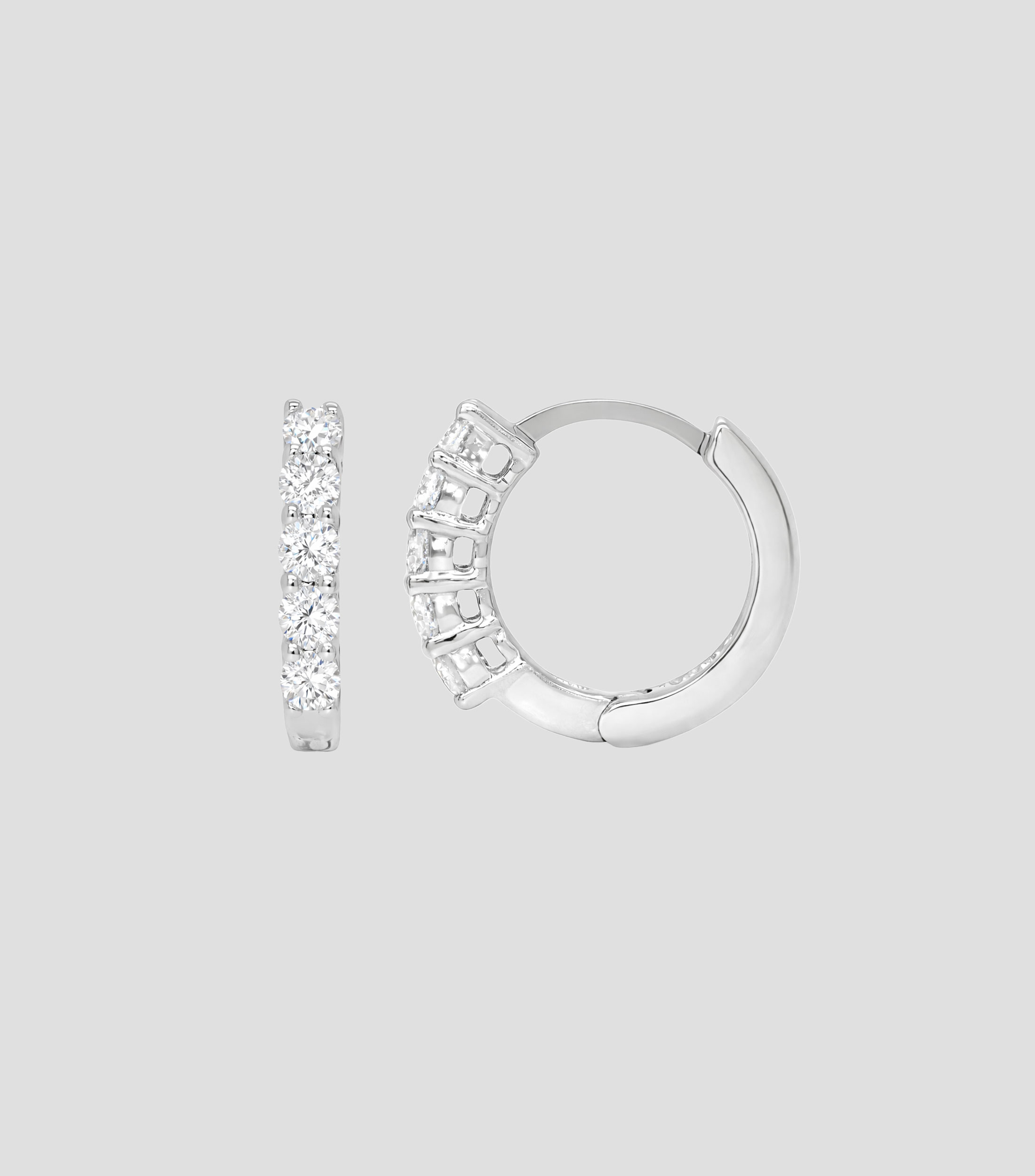 Aretes en oro blanco de 14 kilates de aro con diamantes Mujer