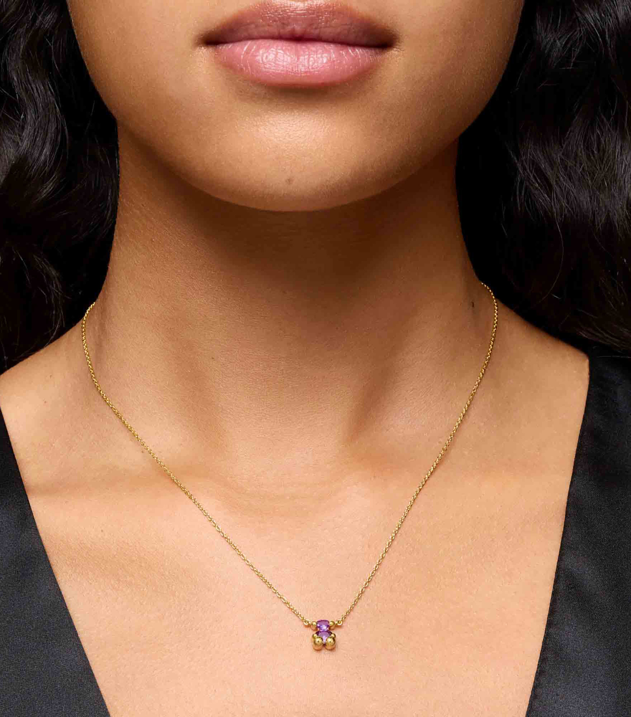 Collar corto Bear con zafiro lila Mujer
