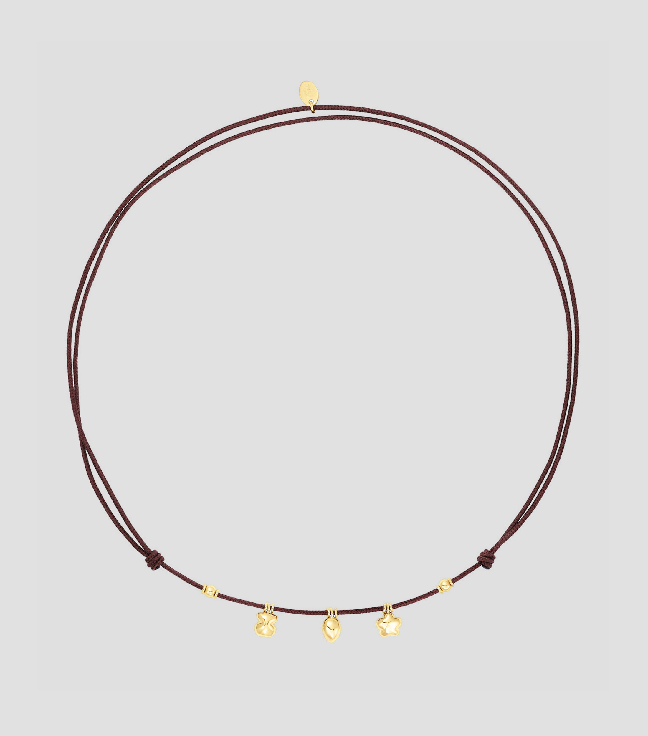 Collar de cordón marrón con motivos de oro Balloon Mujer