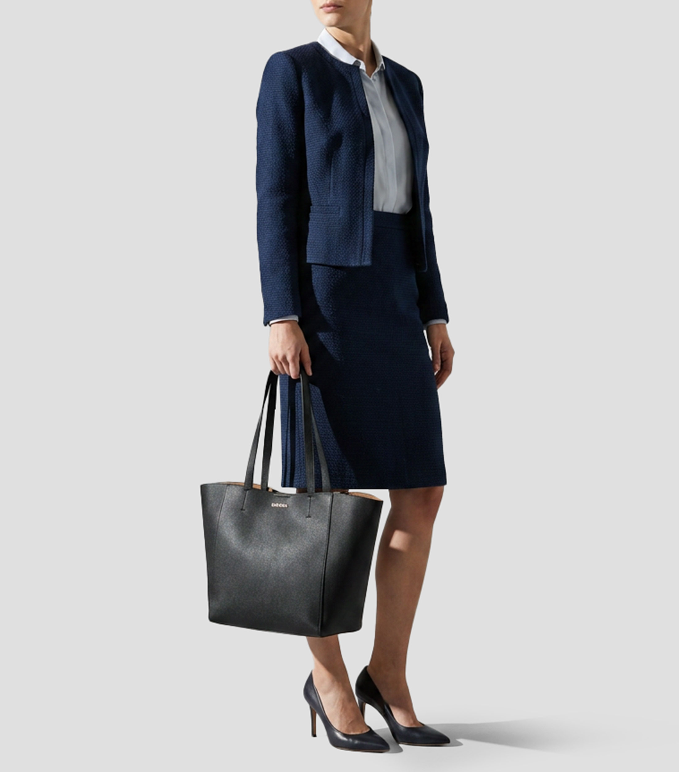 Bolsa tote lisa con detalle texturizado Mujer