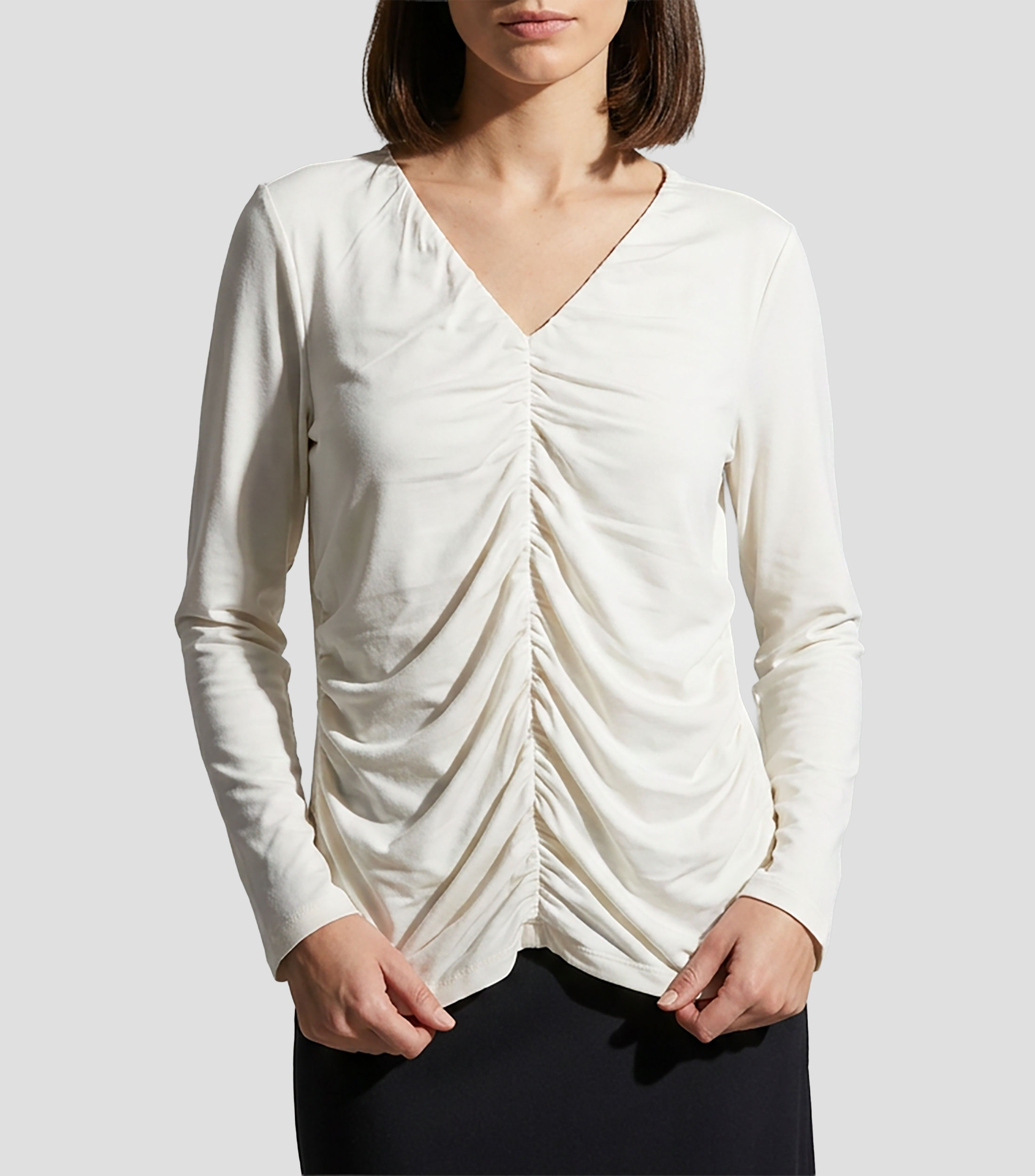 Blusa lisa manga larga Mujer