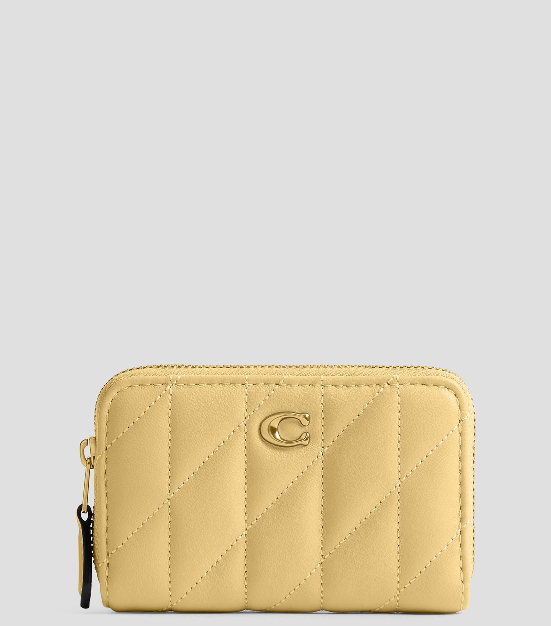 Cartera en cuero acolchado Small Zip lisa Mujer