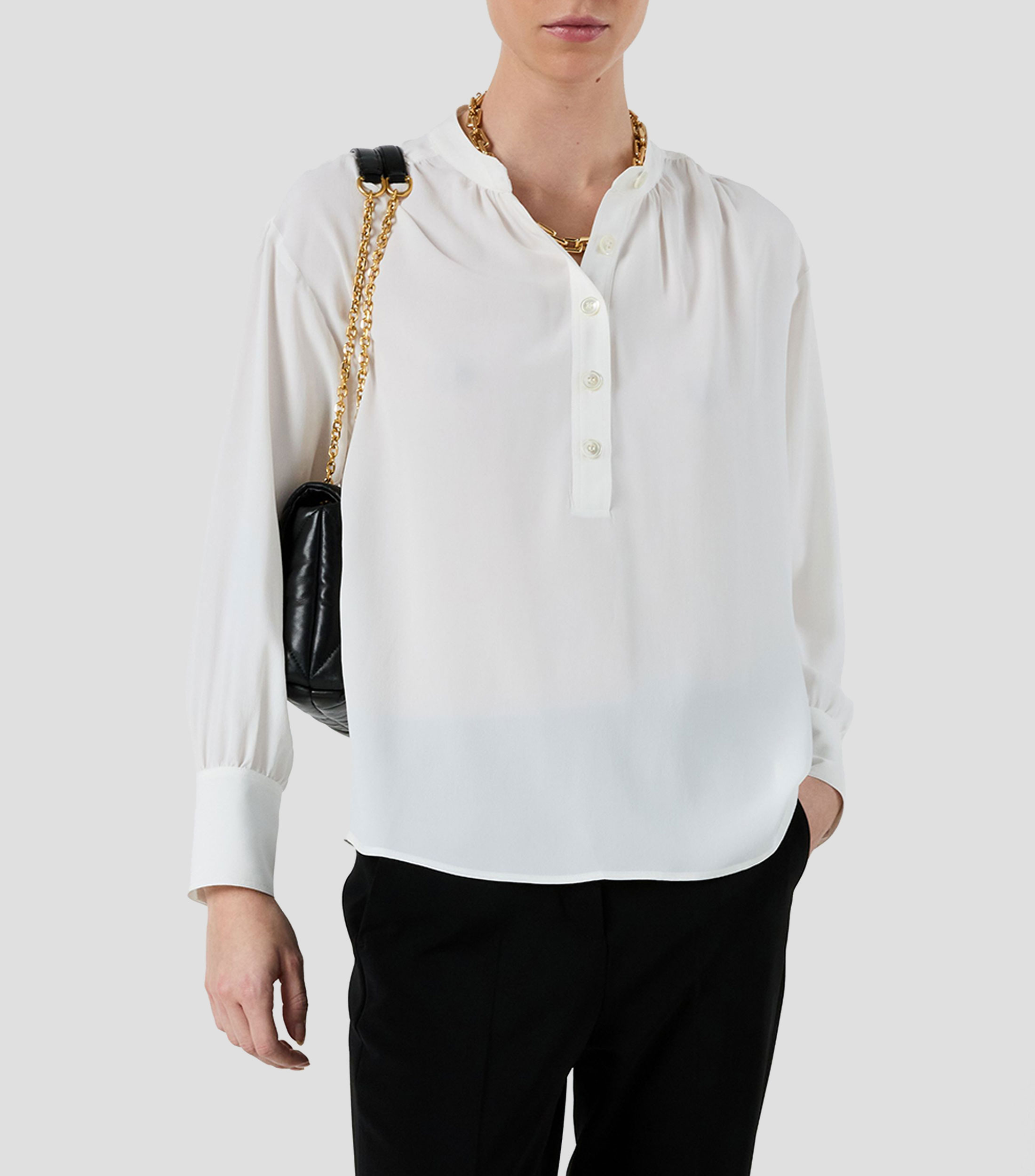 Blusa lisa manga larga Mujer