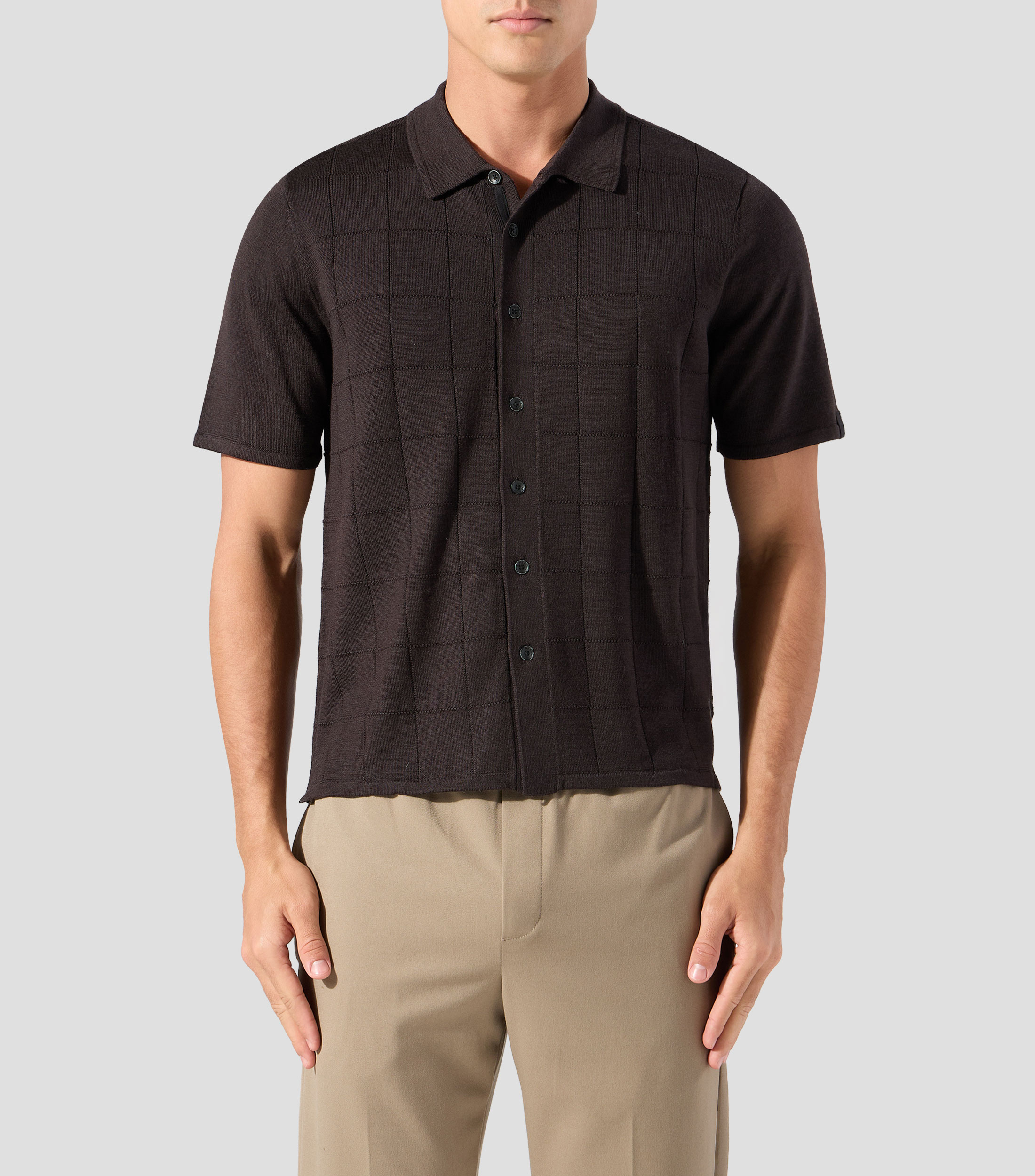 Camisa lisa manga corta Hombre